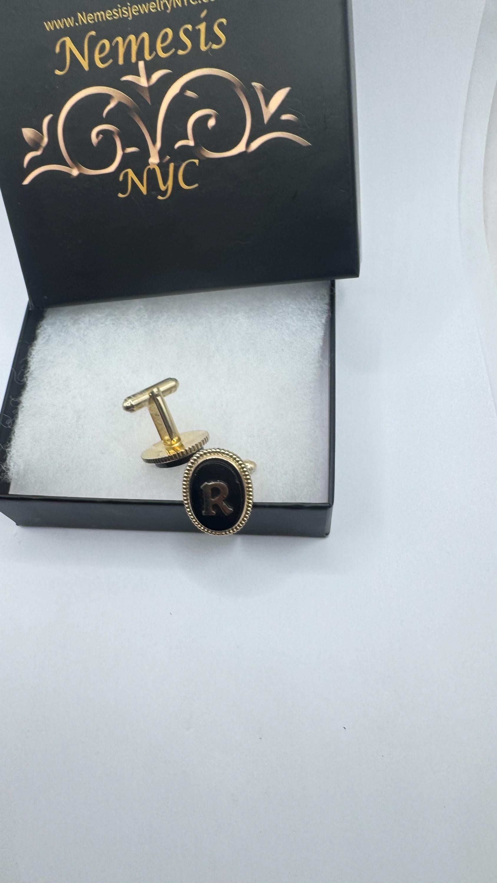 Vintage Golden Monogram R Innitial Cuff Links