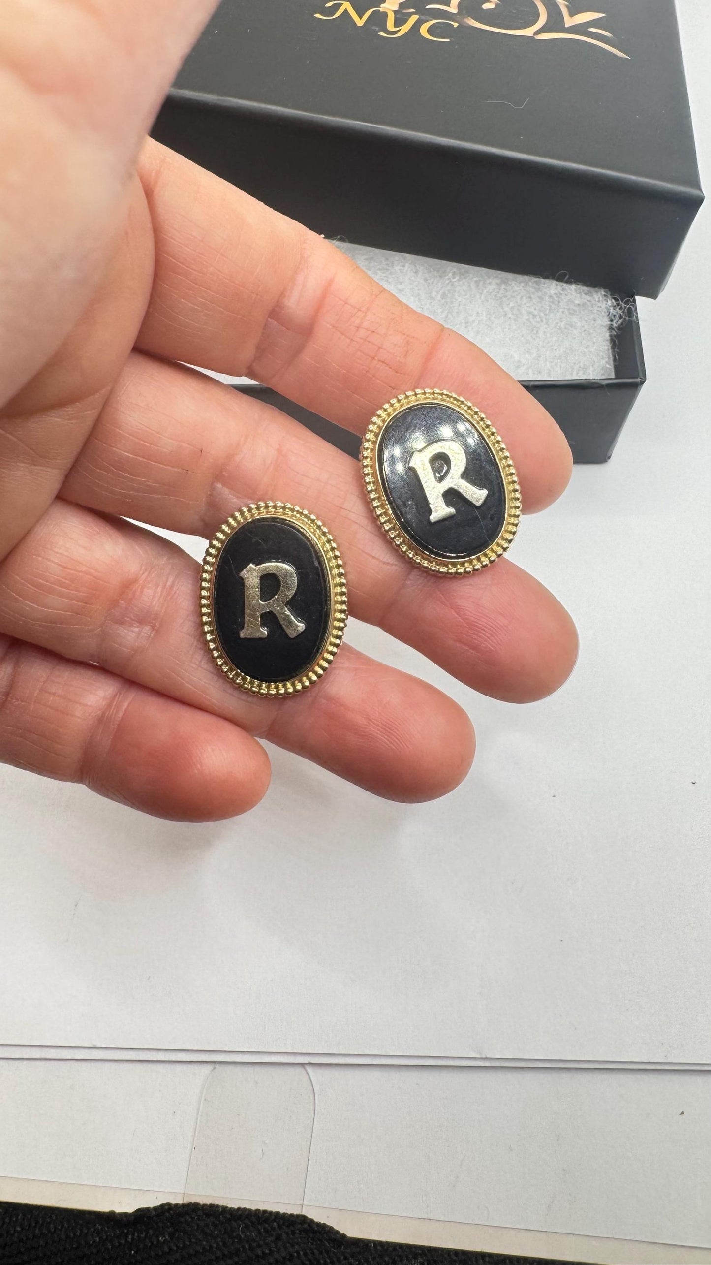 Vintage Golden Monogram R Innitial Cuff Links