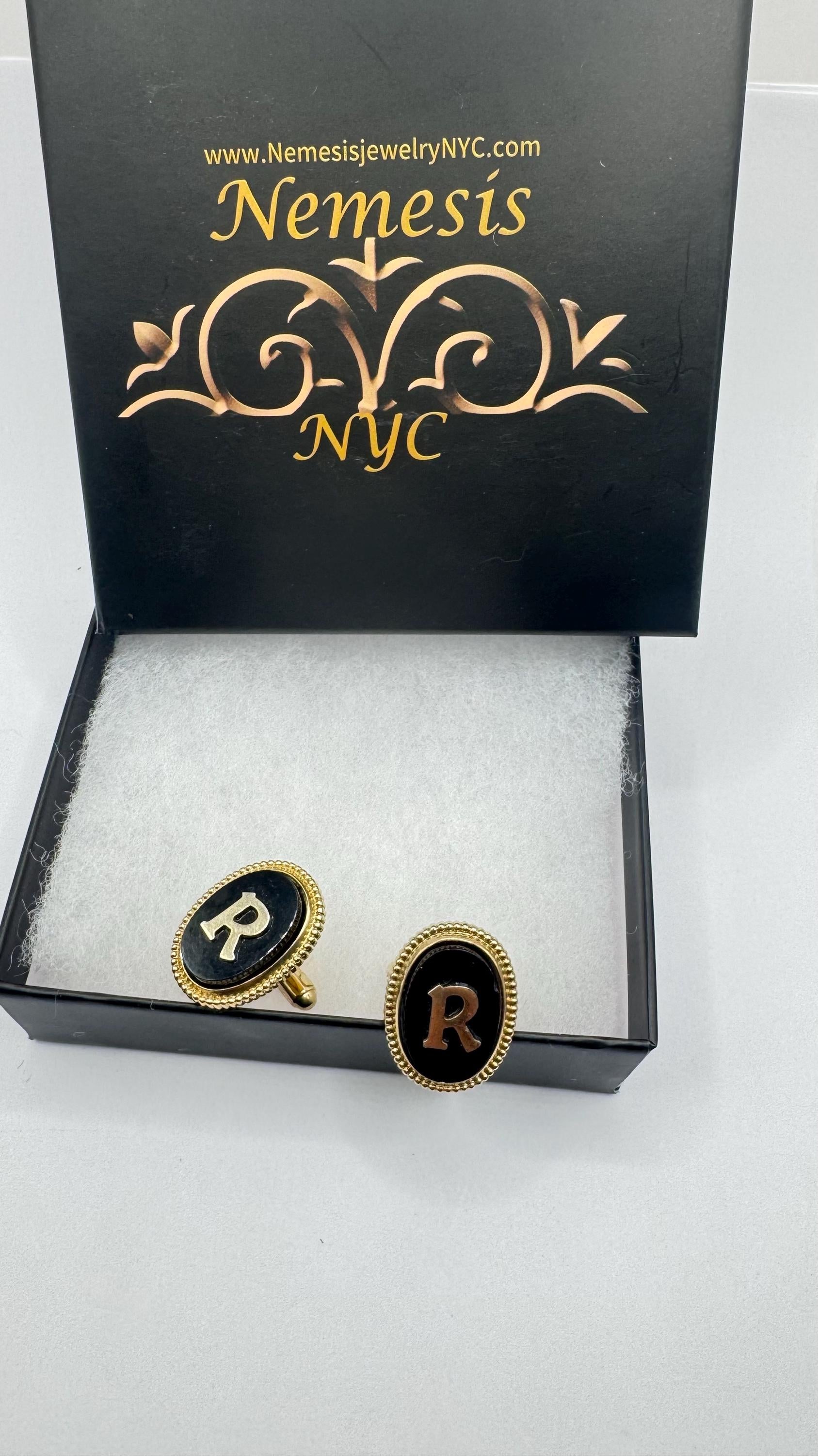 Vintage Golden Monogram R Innitial Cuff Links