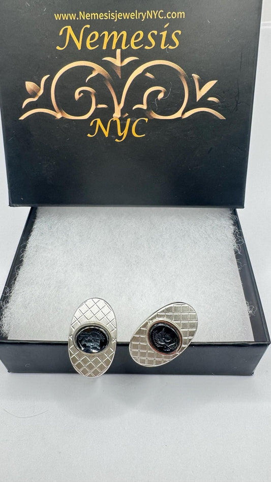 Vintage Silver Cuff Links Hemetite Roman Itaglios
