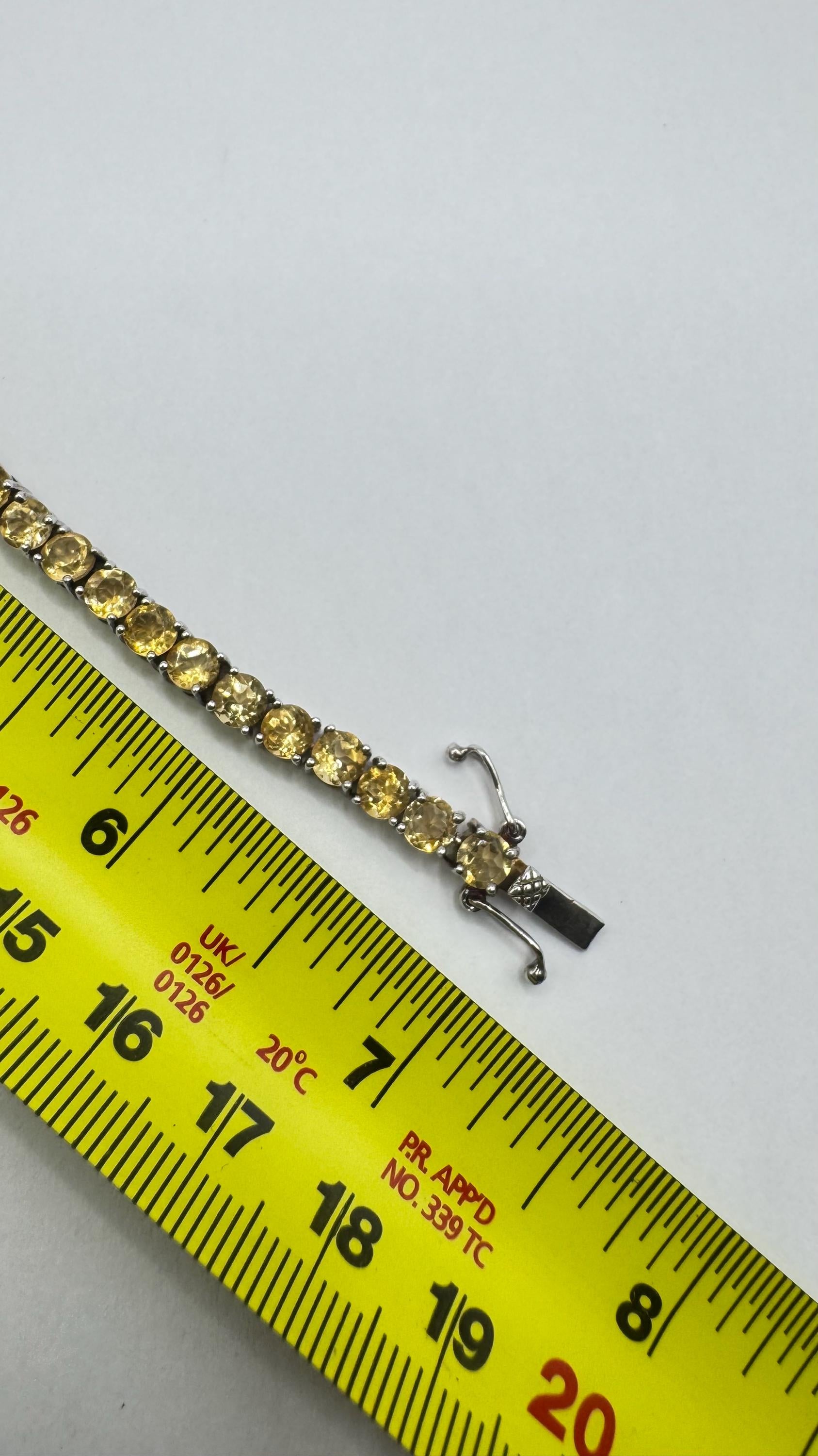 Vintage Gold Citrine Tennis Bracelet in 925 Sterling Silver