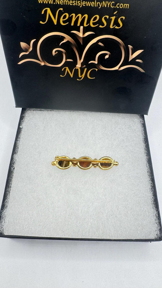 Vintage Scarab Carved Yellow Gold Filled Brooch Pin