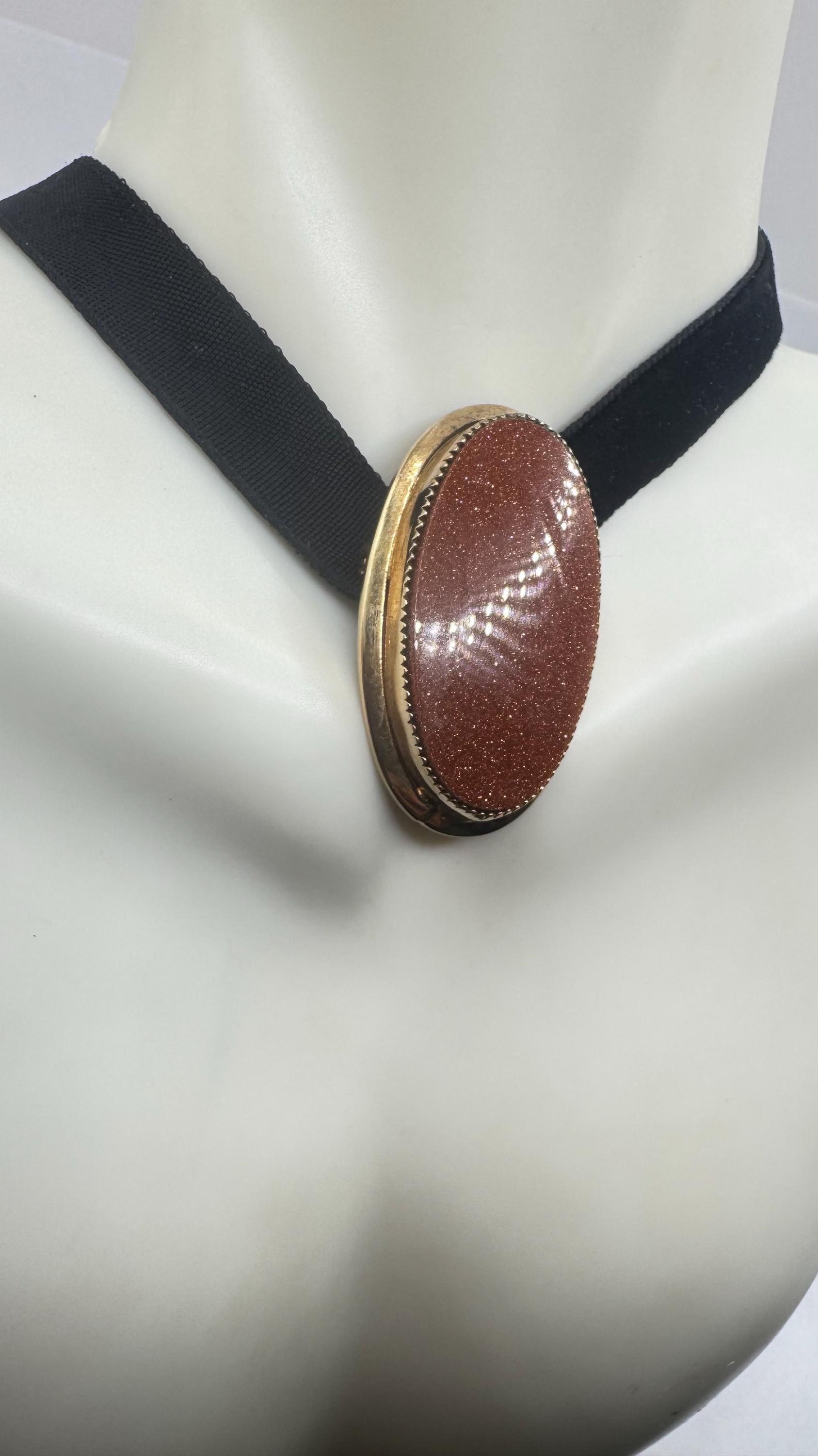 Vintage Goldstone Yellow Gold Filled Brooch Pin