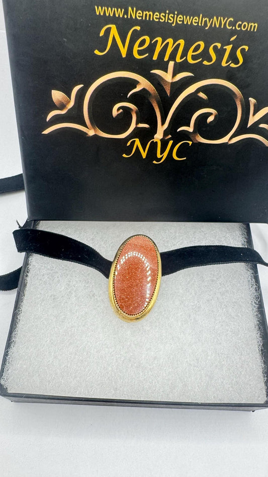 Vintage Goldstone Yellow Gold Filled Brooch Pin