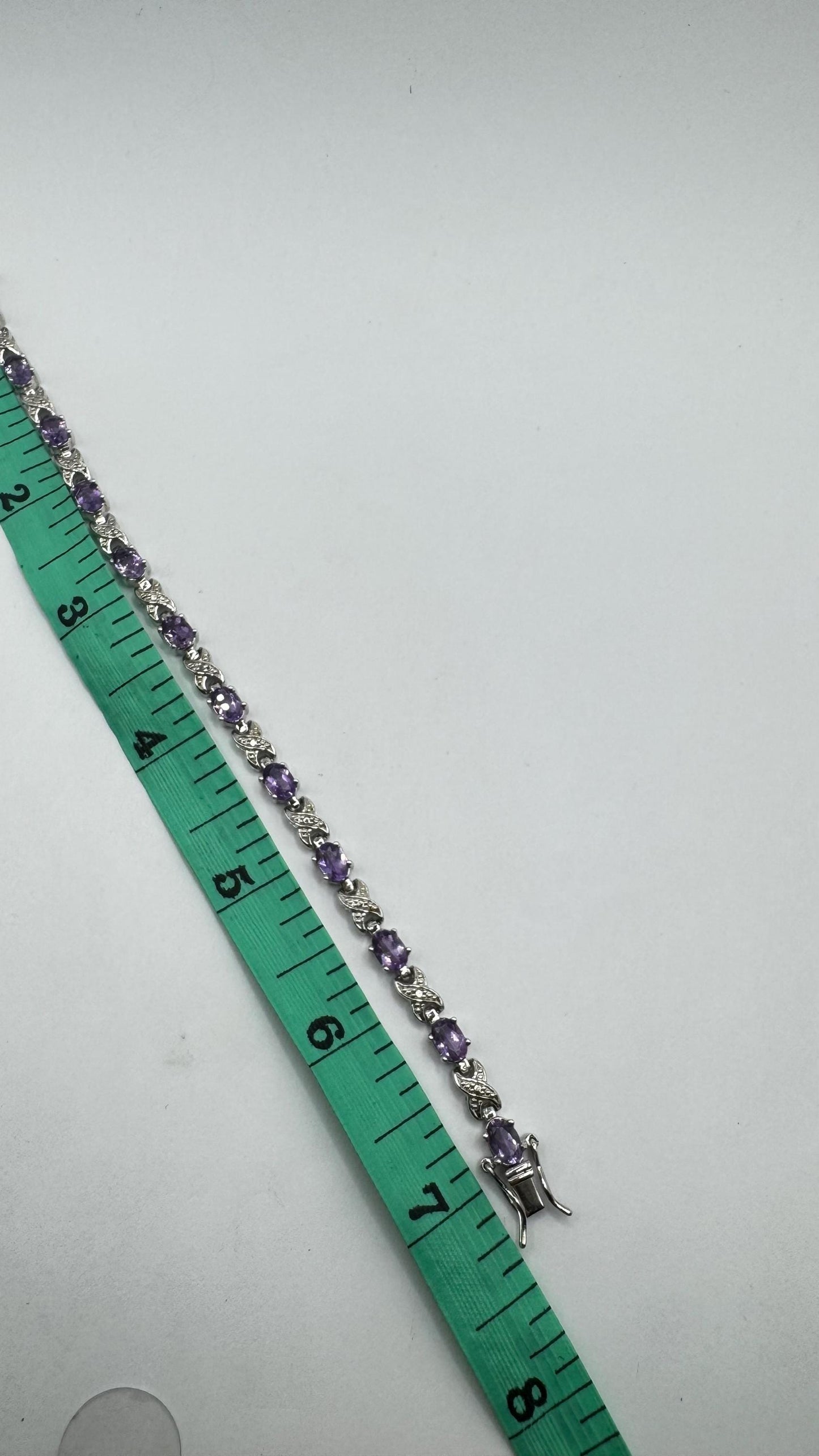 Vintage Amethyst Bracelet 925 Sterling Silver Purple Deco