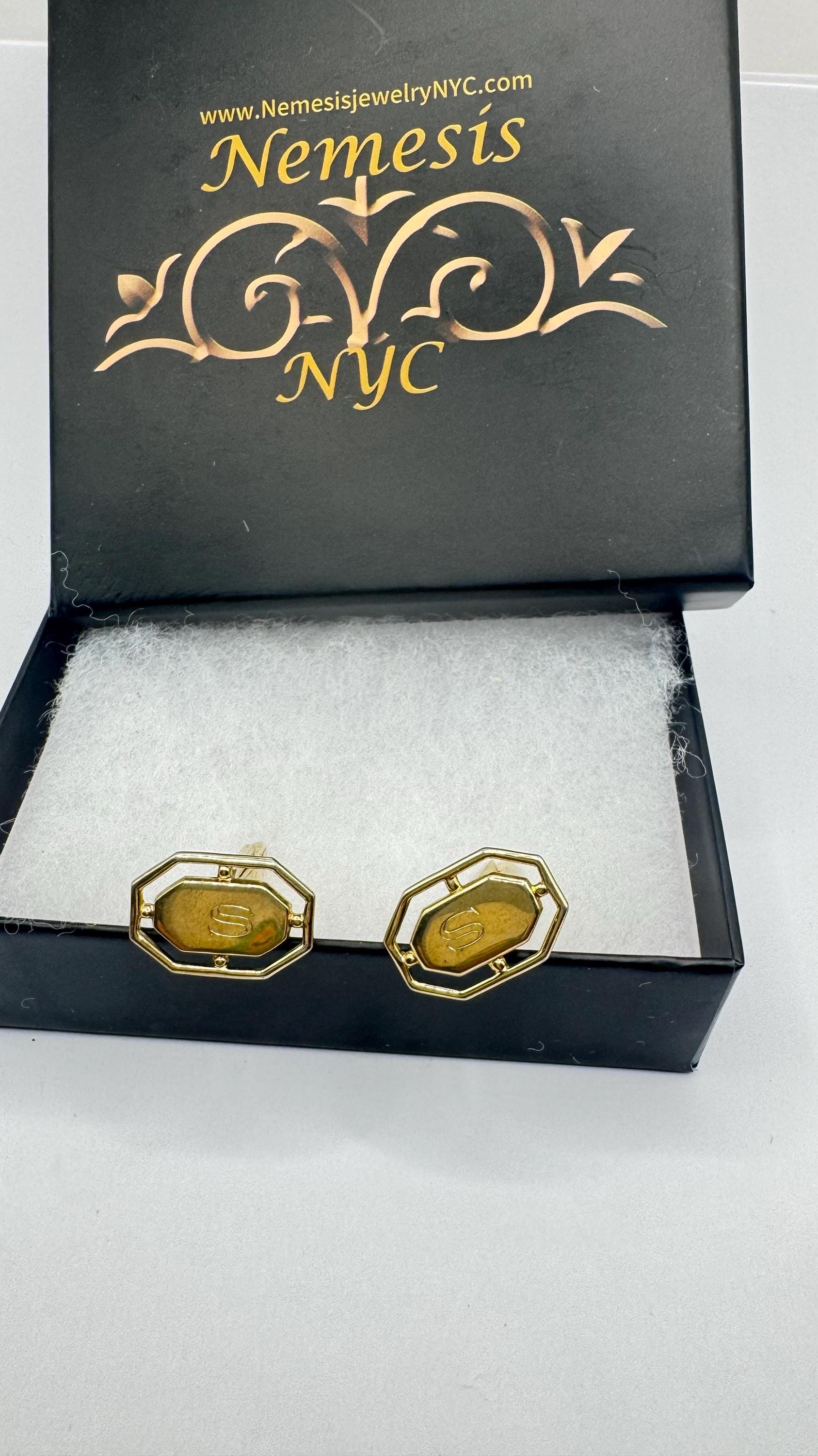 Vintage Golden Monogram R Innitial Cuff Links