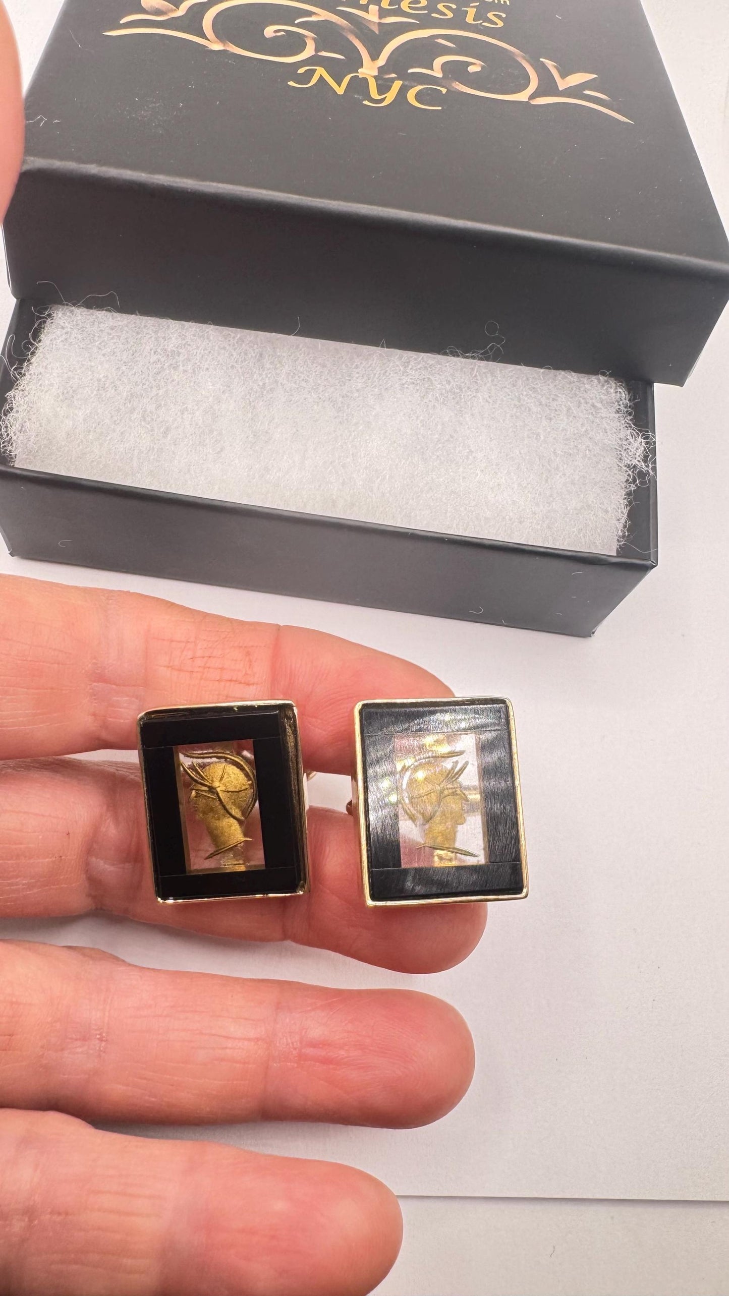 Vintage Golden intaglio Cuff Links
