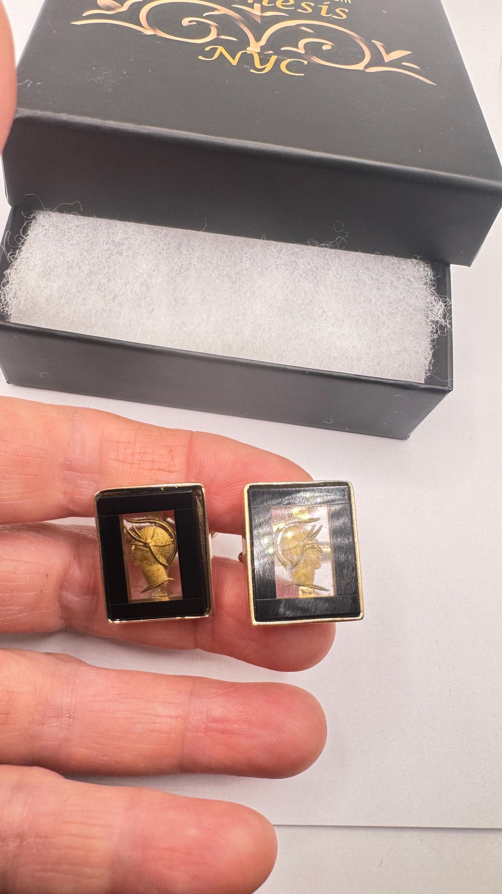 Vintage Golden intaglio Cuff Links