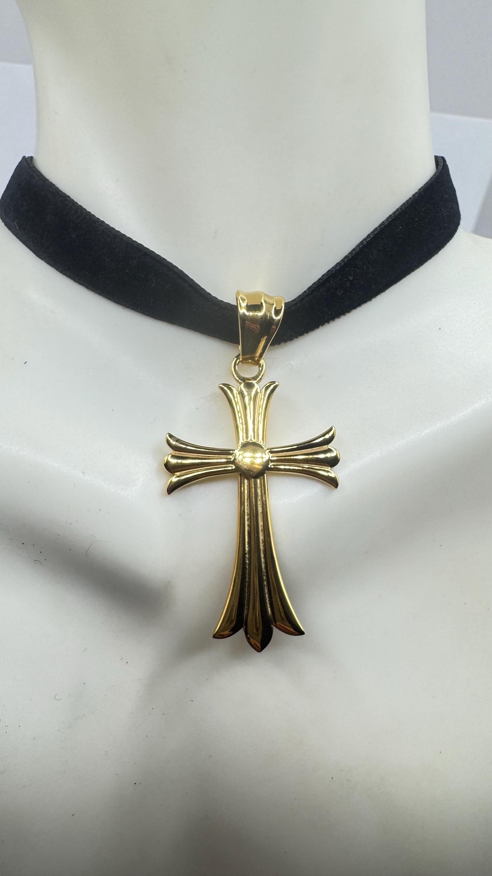 vintage Celtic Gold Stainless Steel Cross pendant necklace