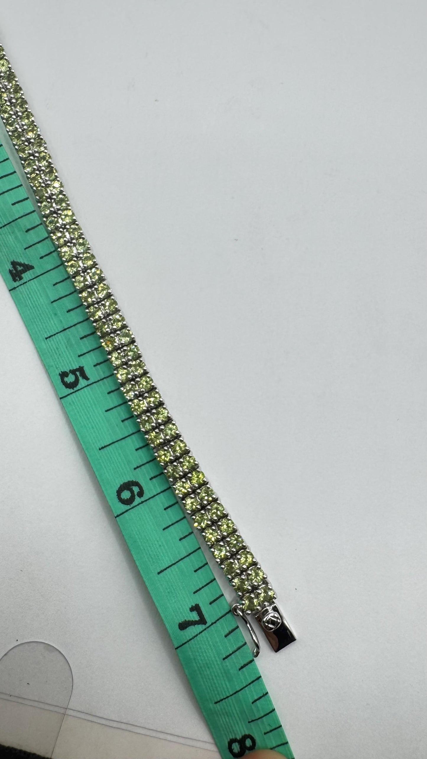 Vintage Handmade Genuine Peridot 925 Sterling Silver Tennis Bracelet