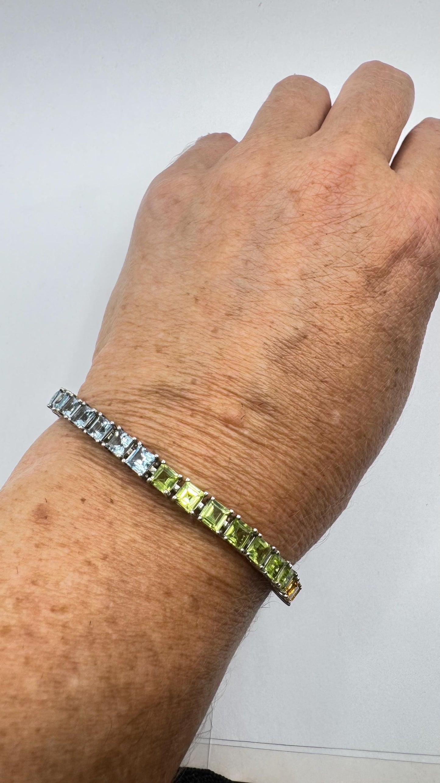 Vintage Garnet Amethyst Citrine Peridot in 925 Sterling Silver Tennis Bracelet