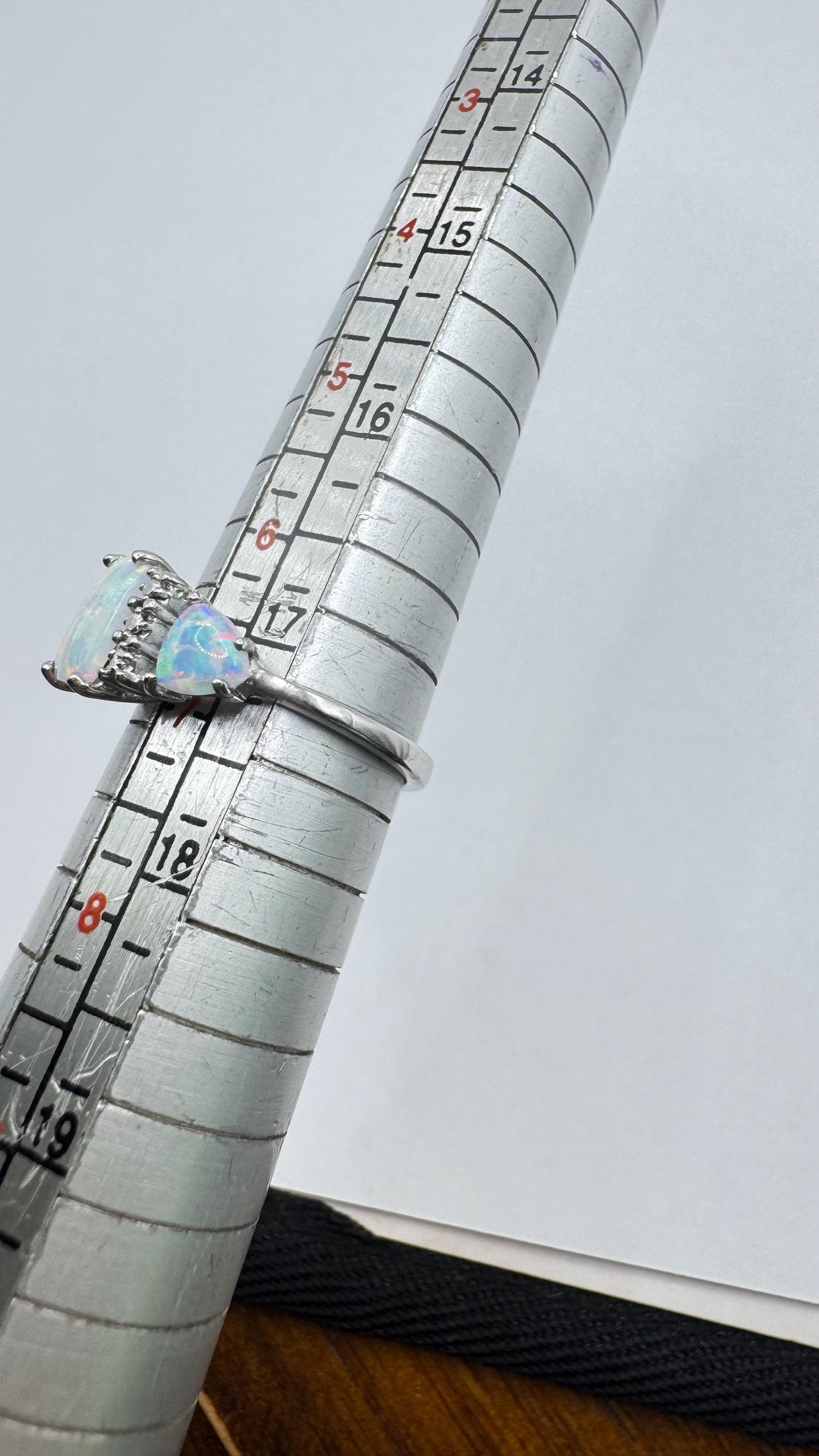 Vintage Fire Opal 925 Sterling Silver Diamond Chip Ring