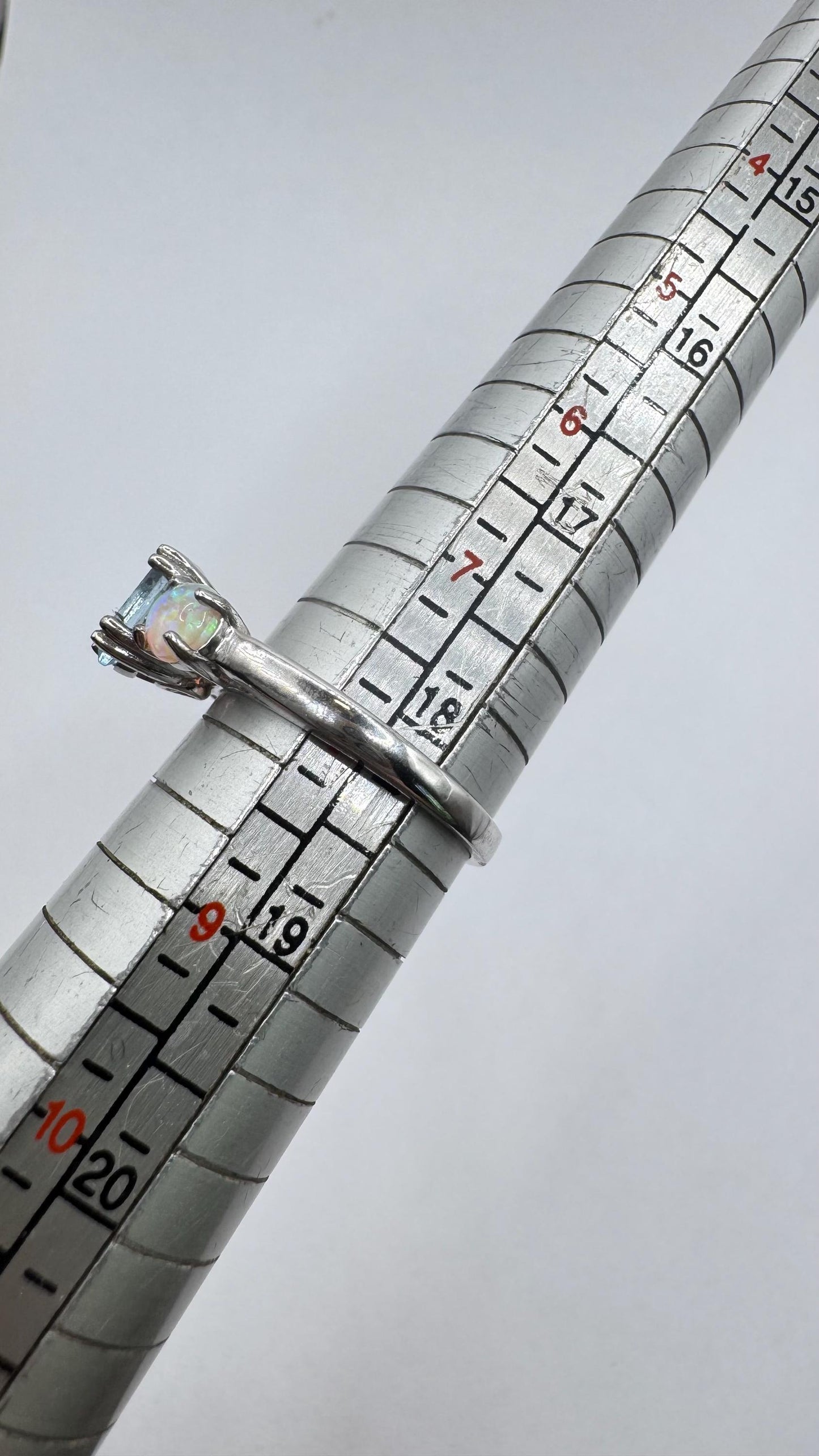 Vintage Fire Opal 925 Sterling Silver Diamond Chip Ring