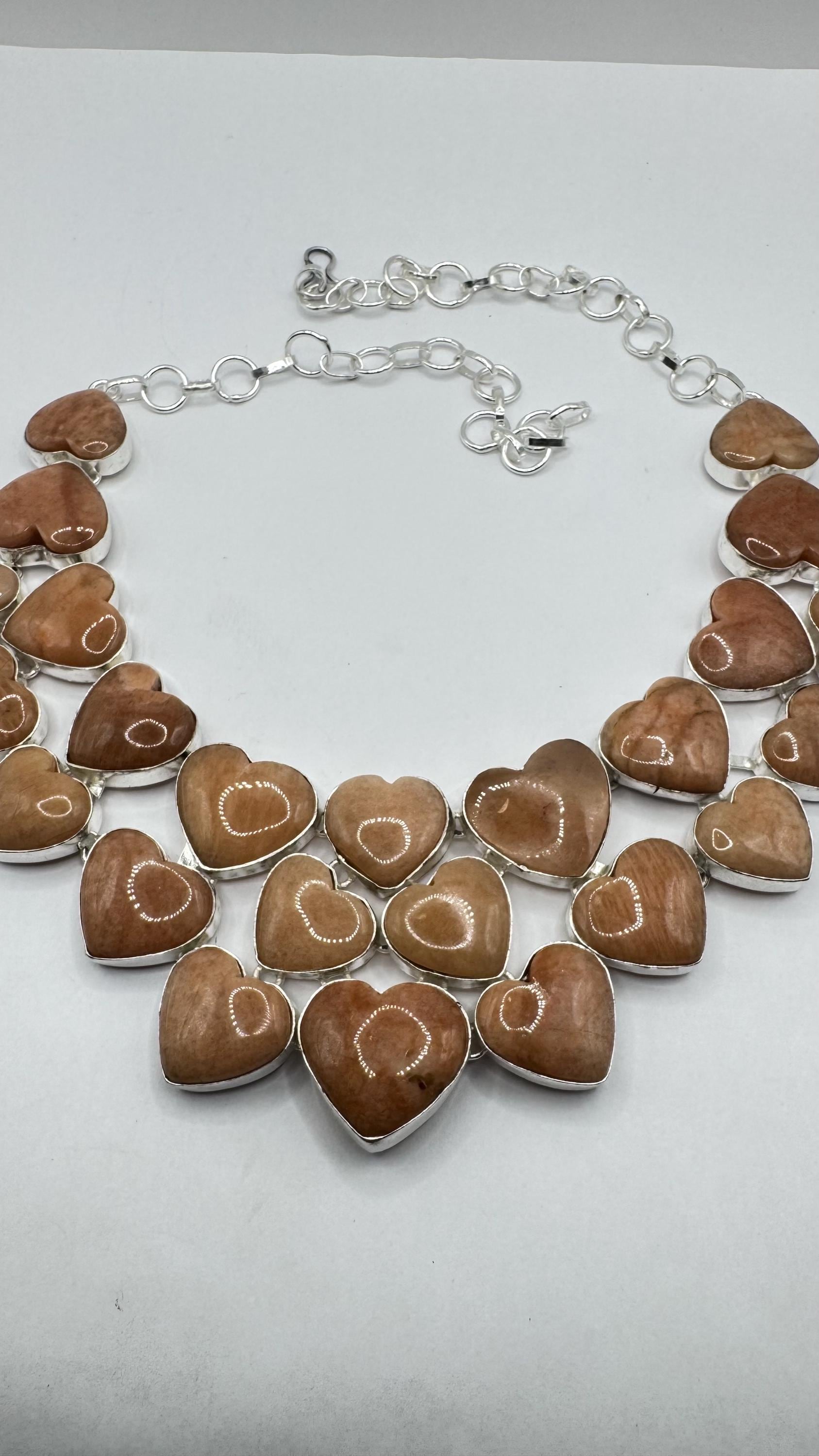 Vintage Golden Jasper Silver Bronze Necklace Choker