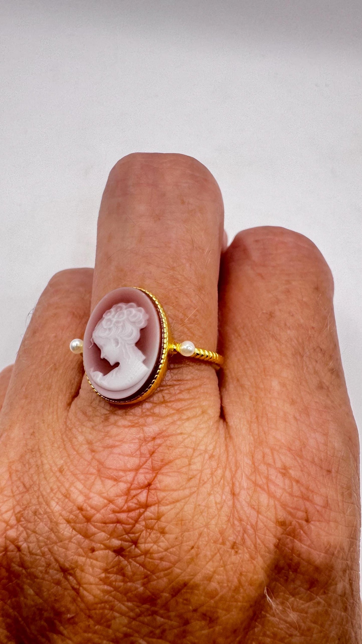 Vintage Cameo 925 Sterling Silver Cocktail Ring