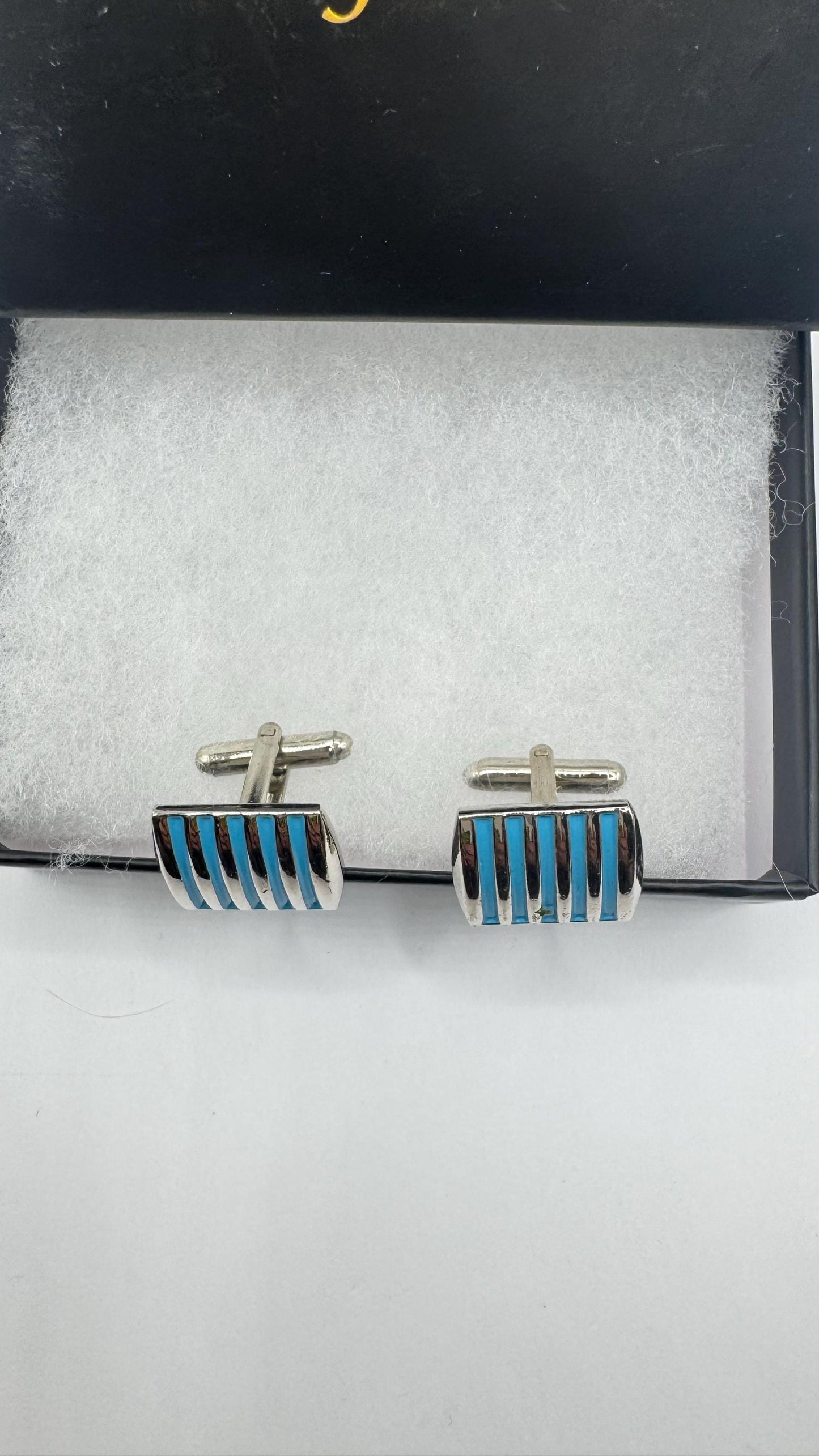 Vintage Blue Enamel Cuff Links