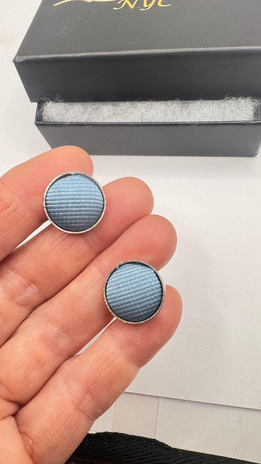 Vintage Blue silk Cuff Links