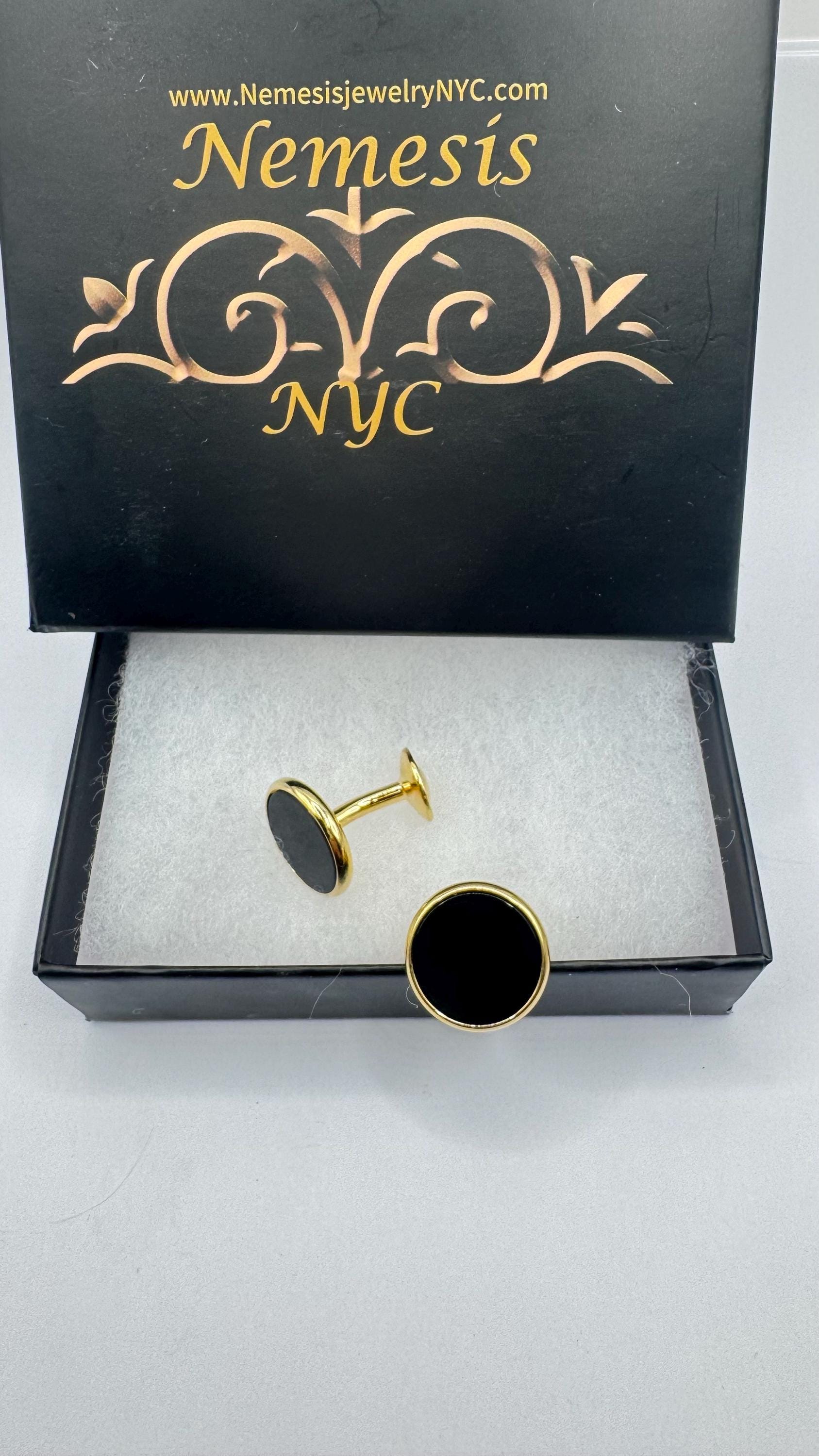 Vintage Black Onyx Gold Filled Cuff Links