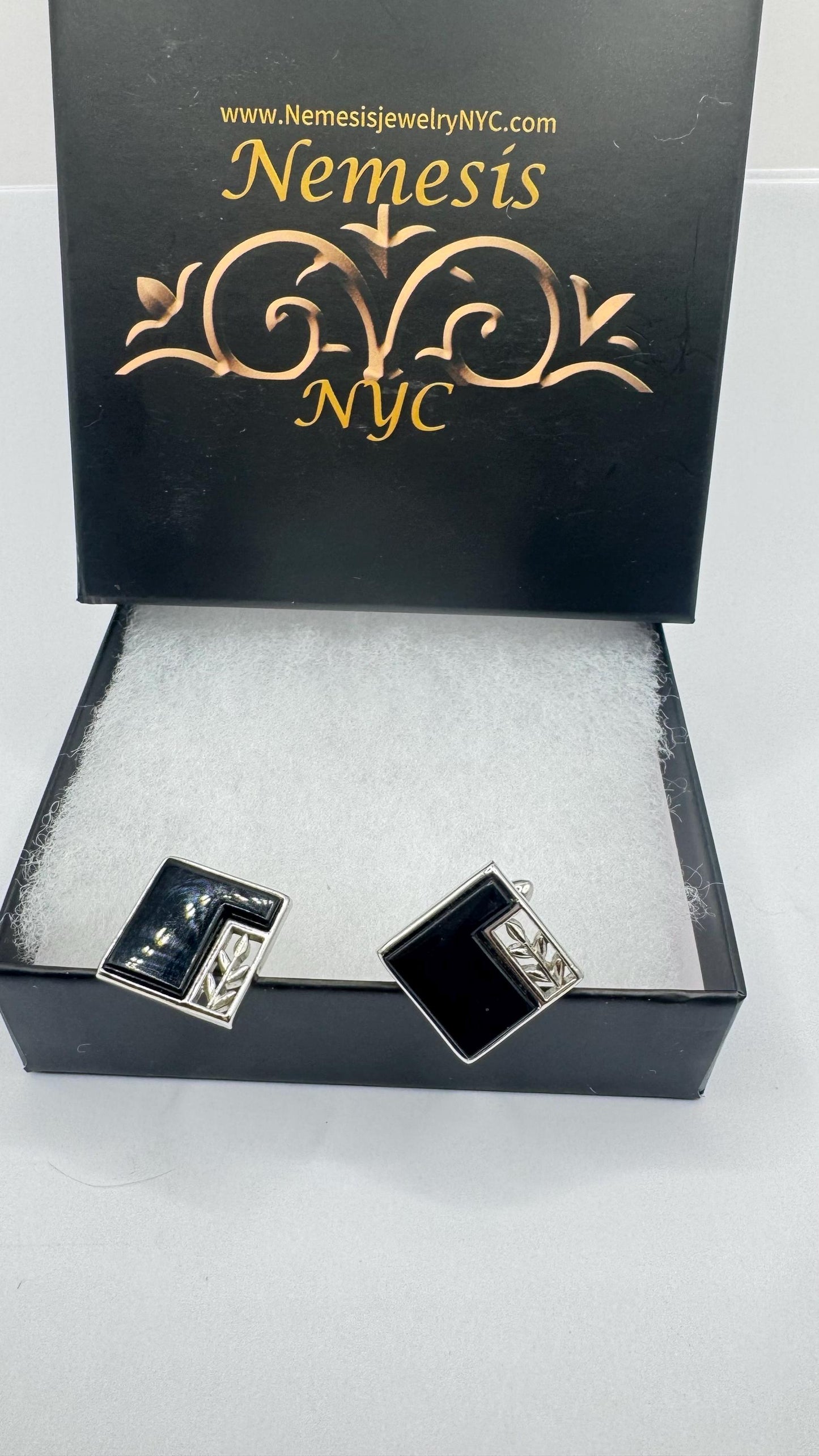 Vintage Black Onyx Silver Cuff Links