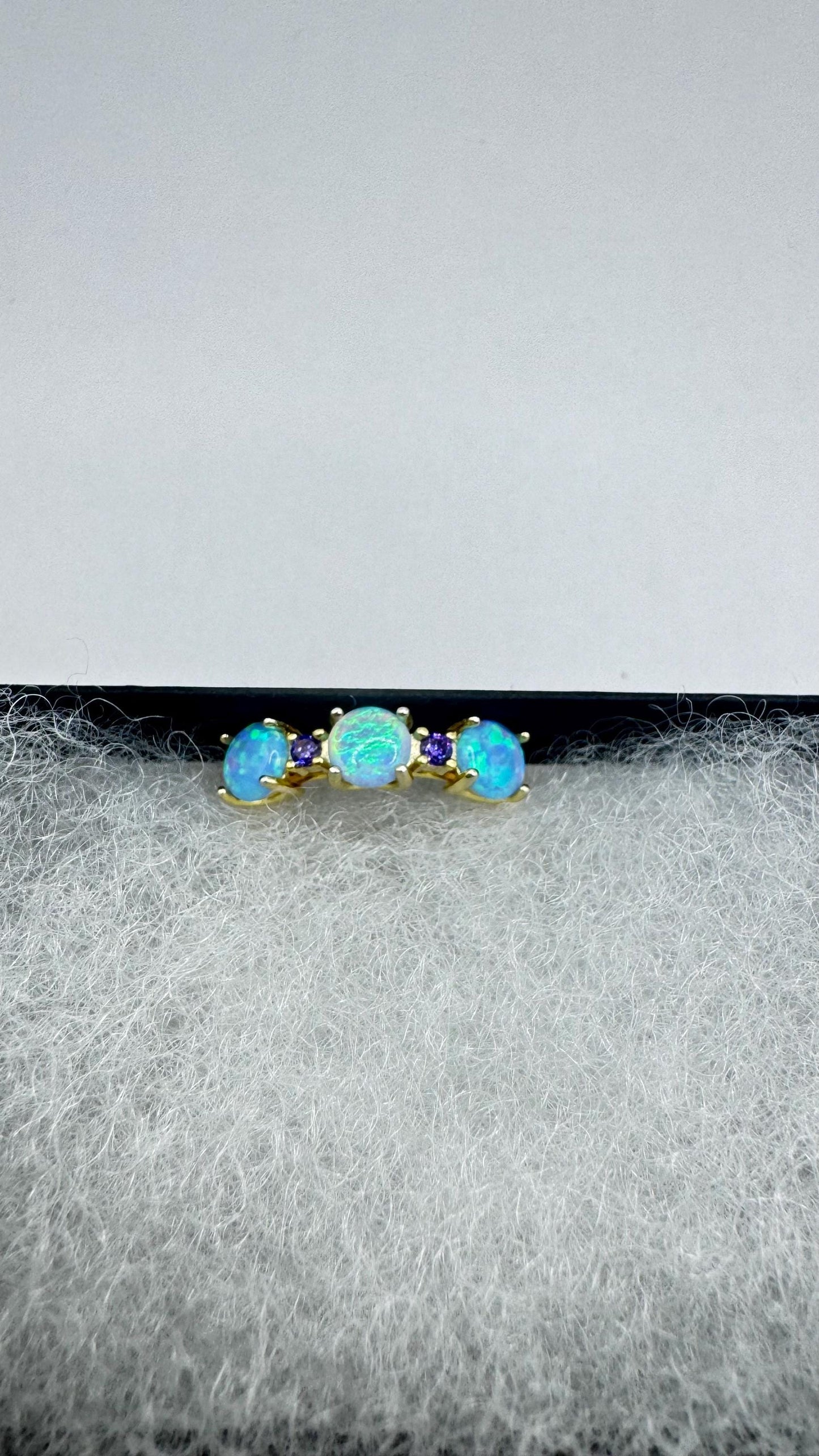 Vintage Fire Opal Green Chrome Diopside Ring Gold 925 Sterling Silver Cocktail Weddng Band Bride Something Blue