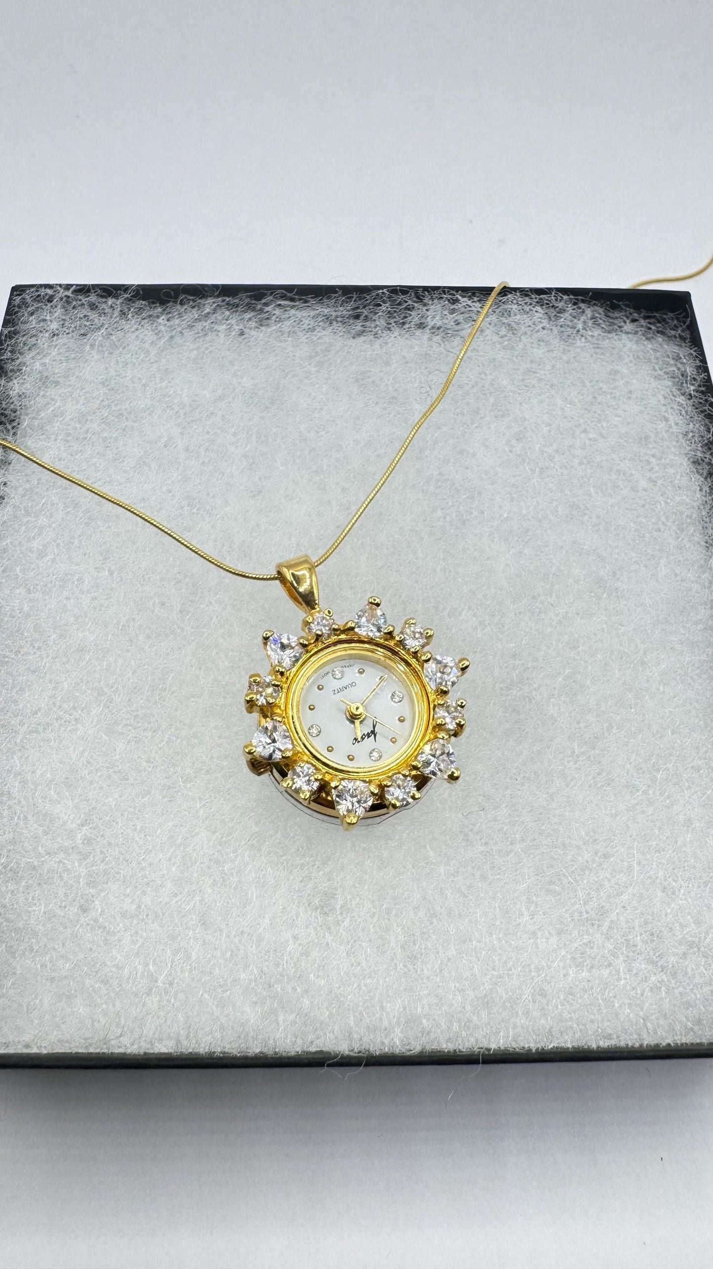 Vintage Watch Necklace 925 Sterling Silver Genuine Gemstone Antique Pendant