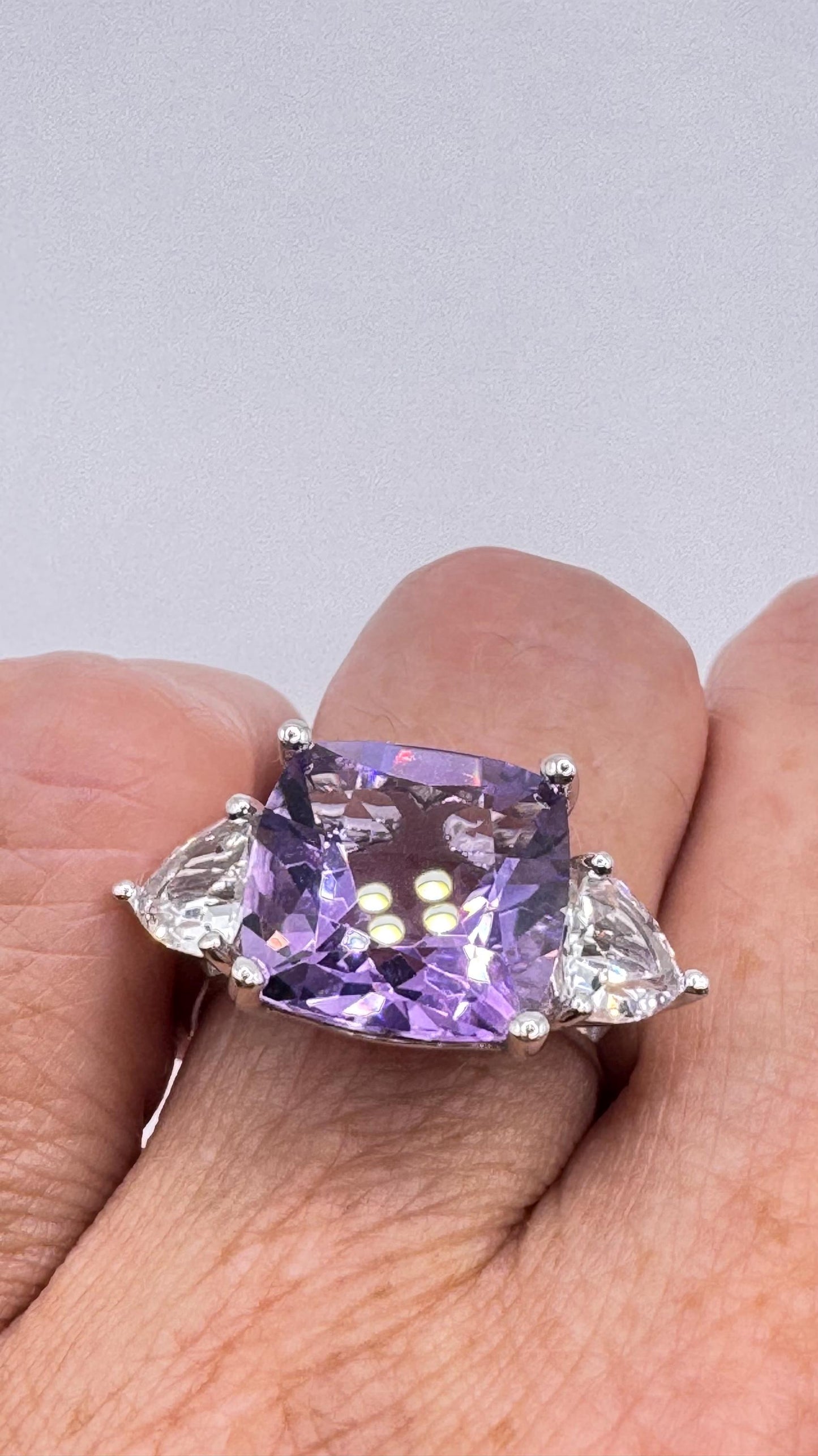 Vintage Purple Genuine Amethyst Setting 925 Sterling Silver Promise Ring