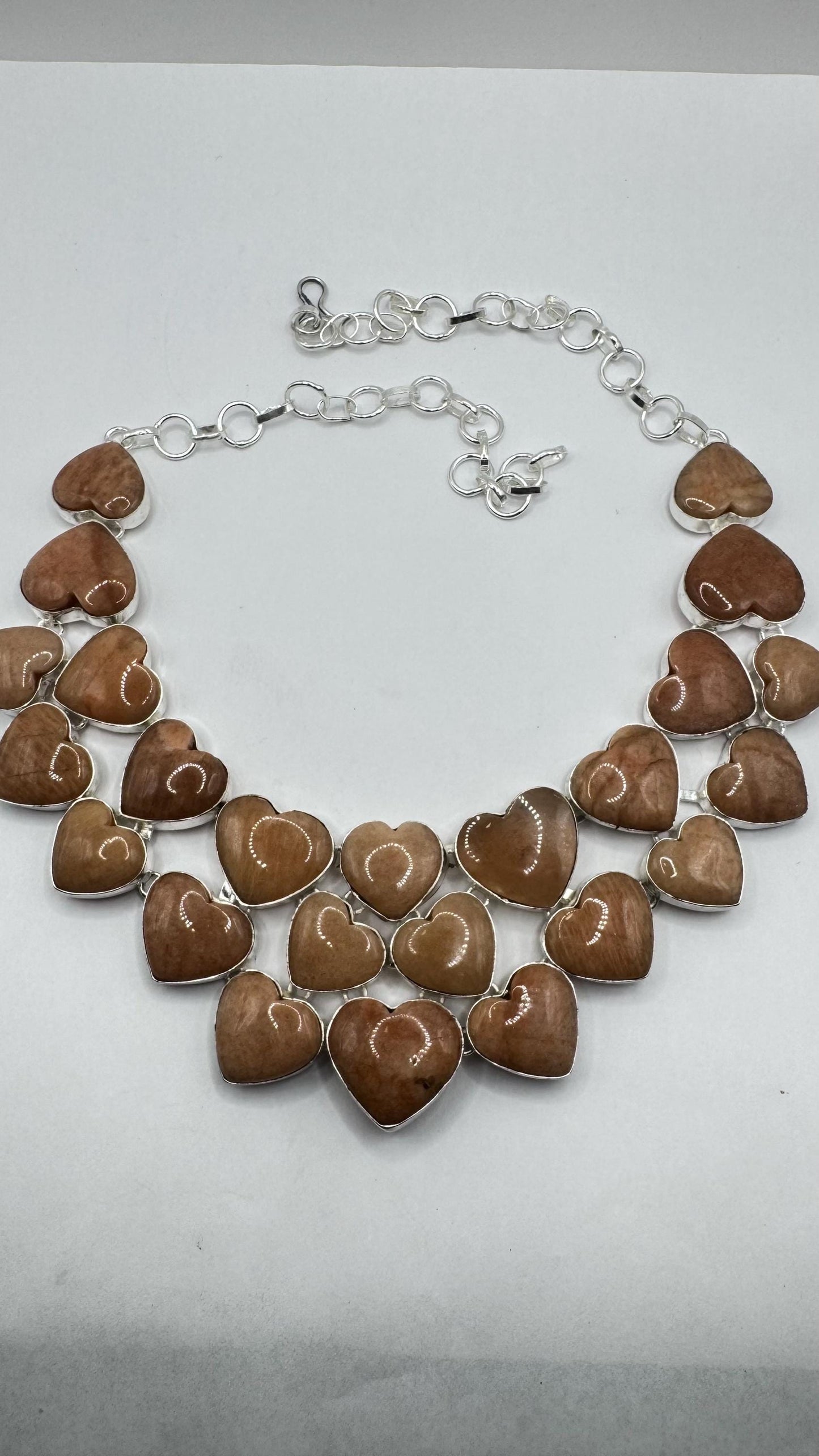 Vintage Golden Jasper Silver Bronze Necklace Choker