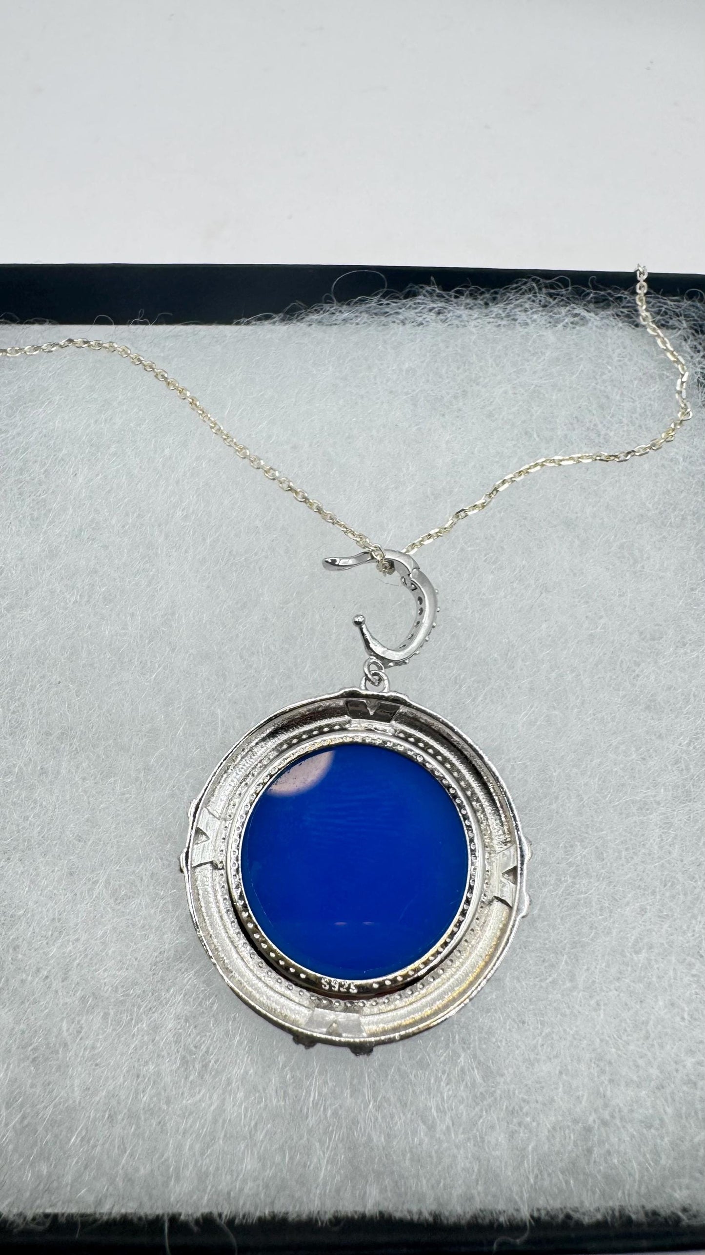 Vintage Lily of the Valley Green Onyx Cameo Choker 925 Sterling Silver Necklace