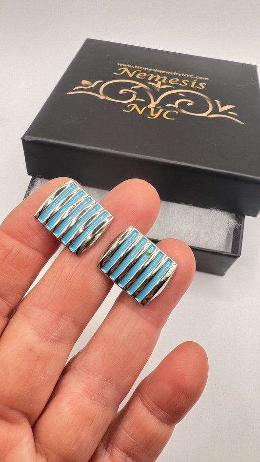 Vintage Blue Enamel Cuff Links
