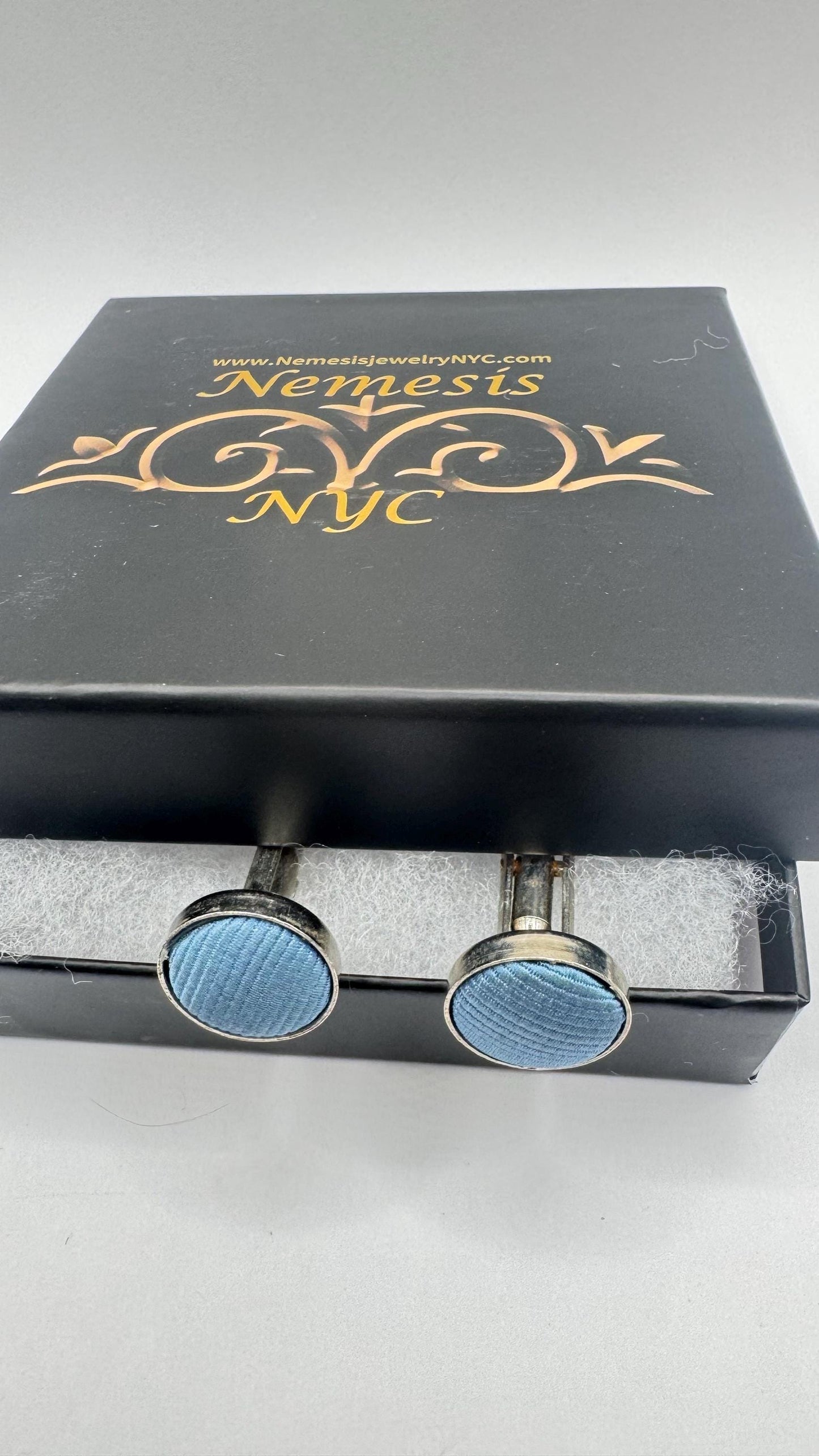 Vintage Blue silk Cuff Links