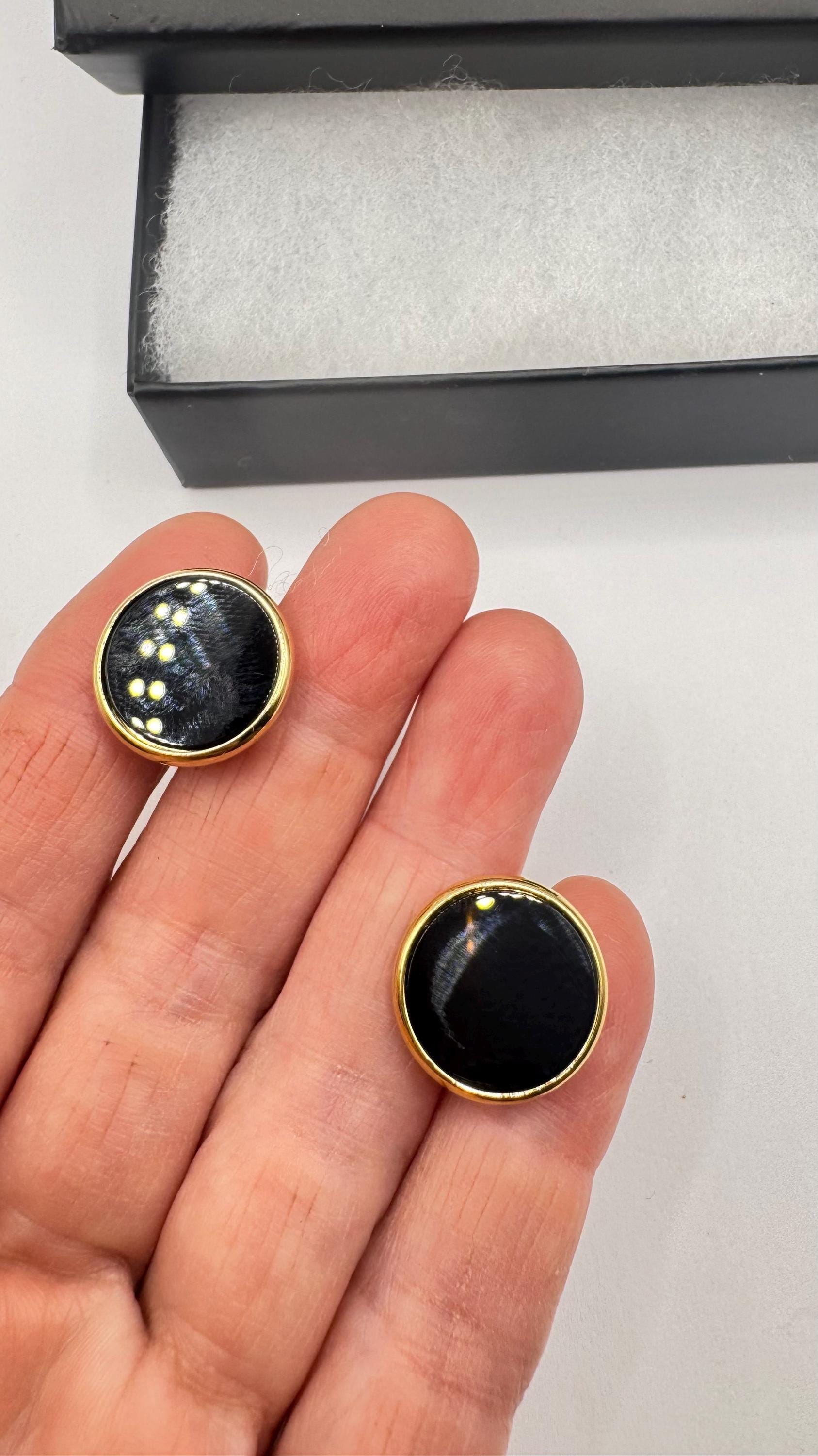 Vintage Black Onyx Gold Filled Cuff Links