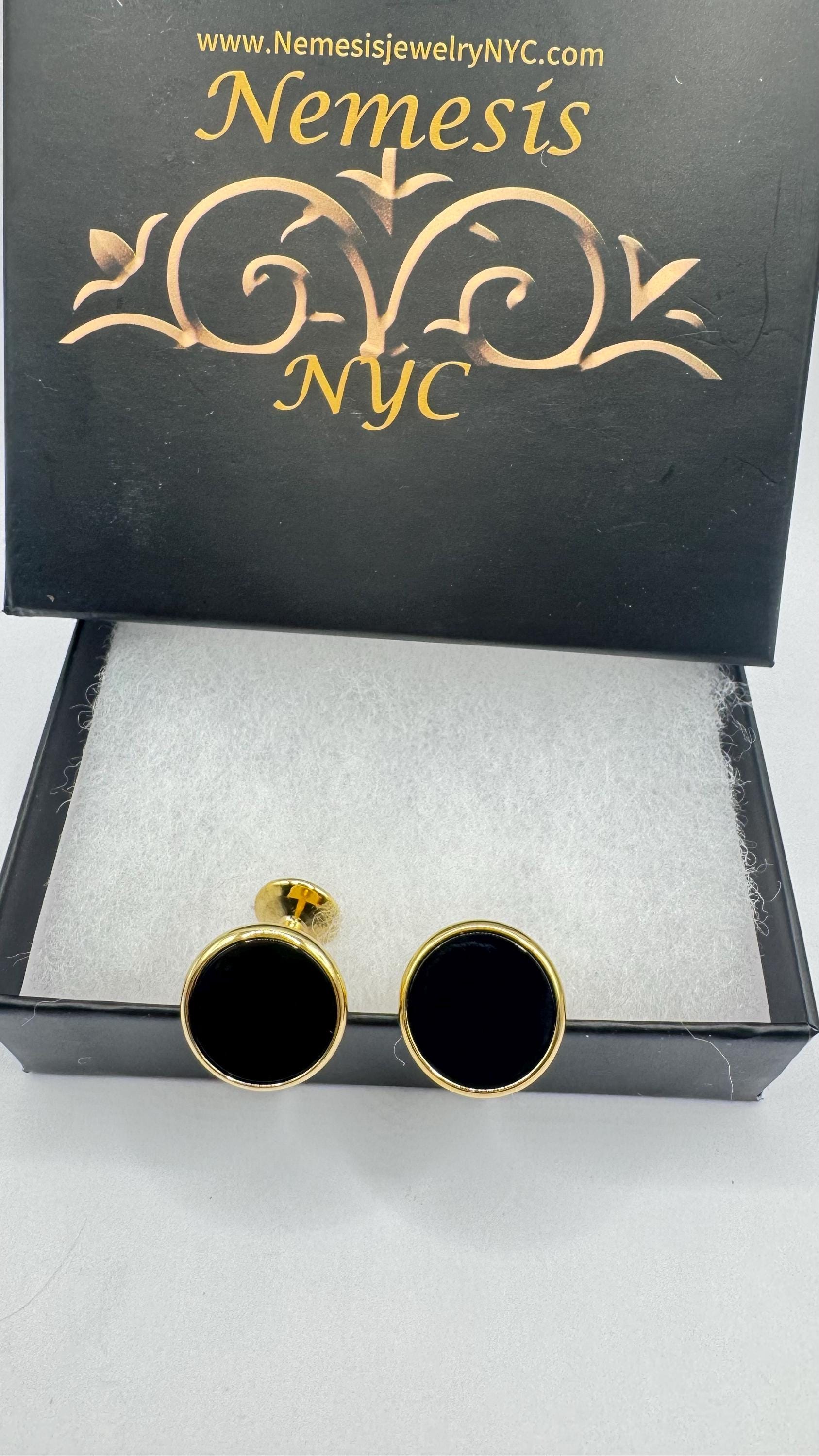 Vintage Black Onyx Gold Filled Cuff Links