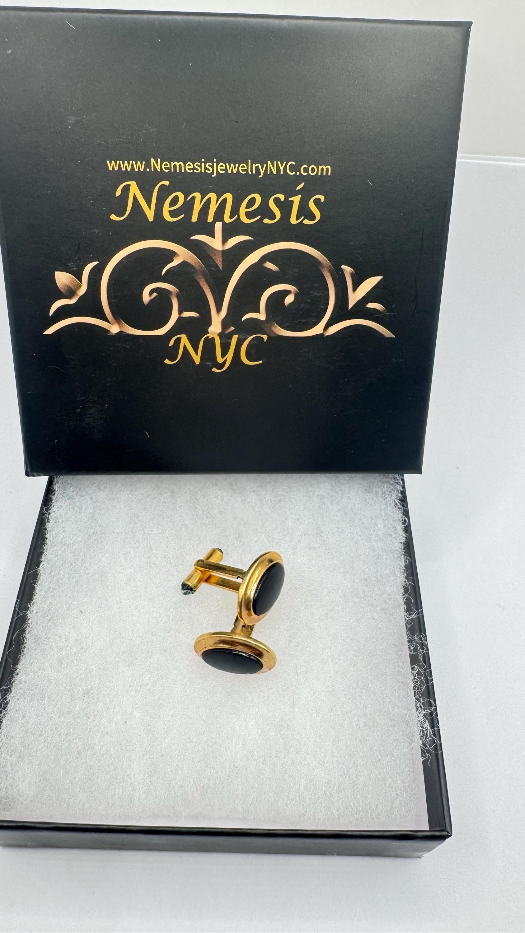 Vintage Black Onyx Gold Filled Cuff Links