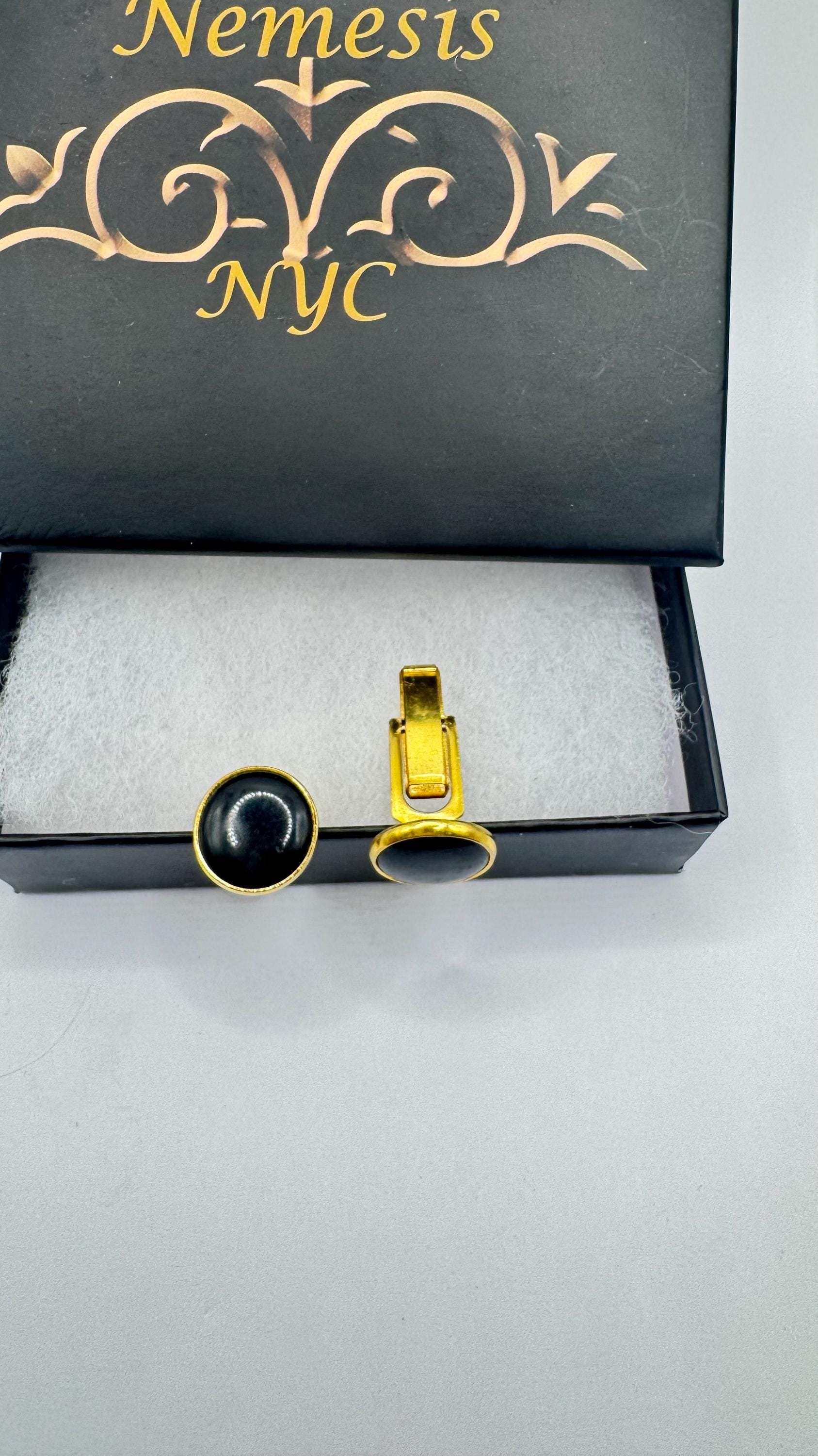 Vintage Black Onyx Gold Filled Cuff Links
