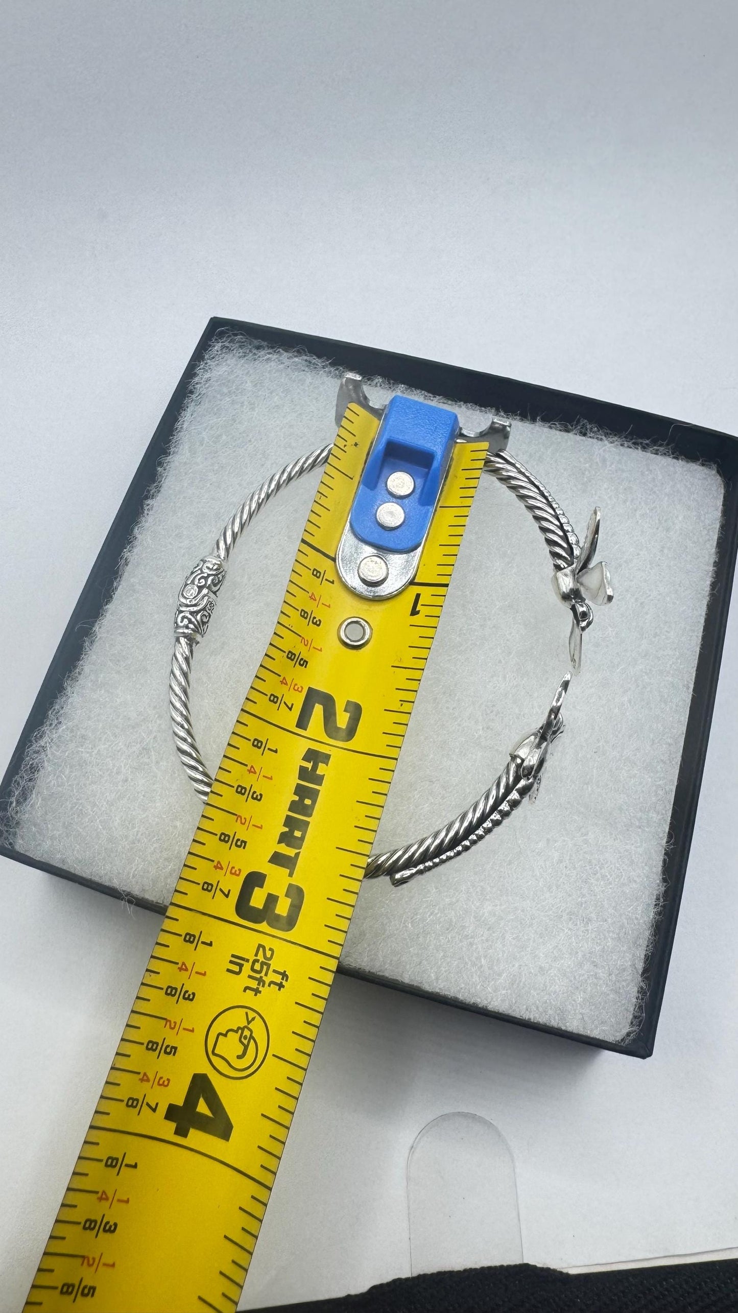 Vintage Dragonfly 925 Sterling Silver Cuff Bangle Bracelet