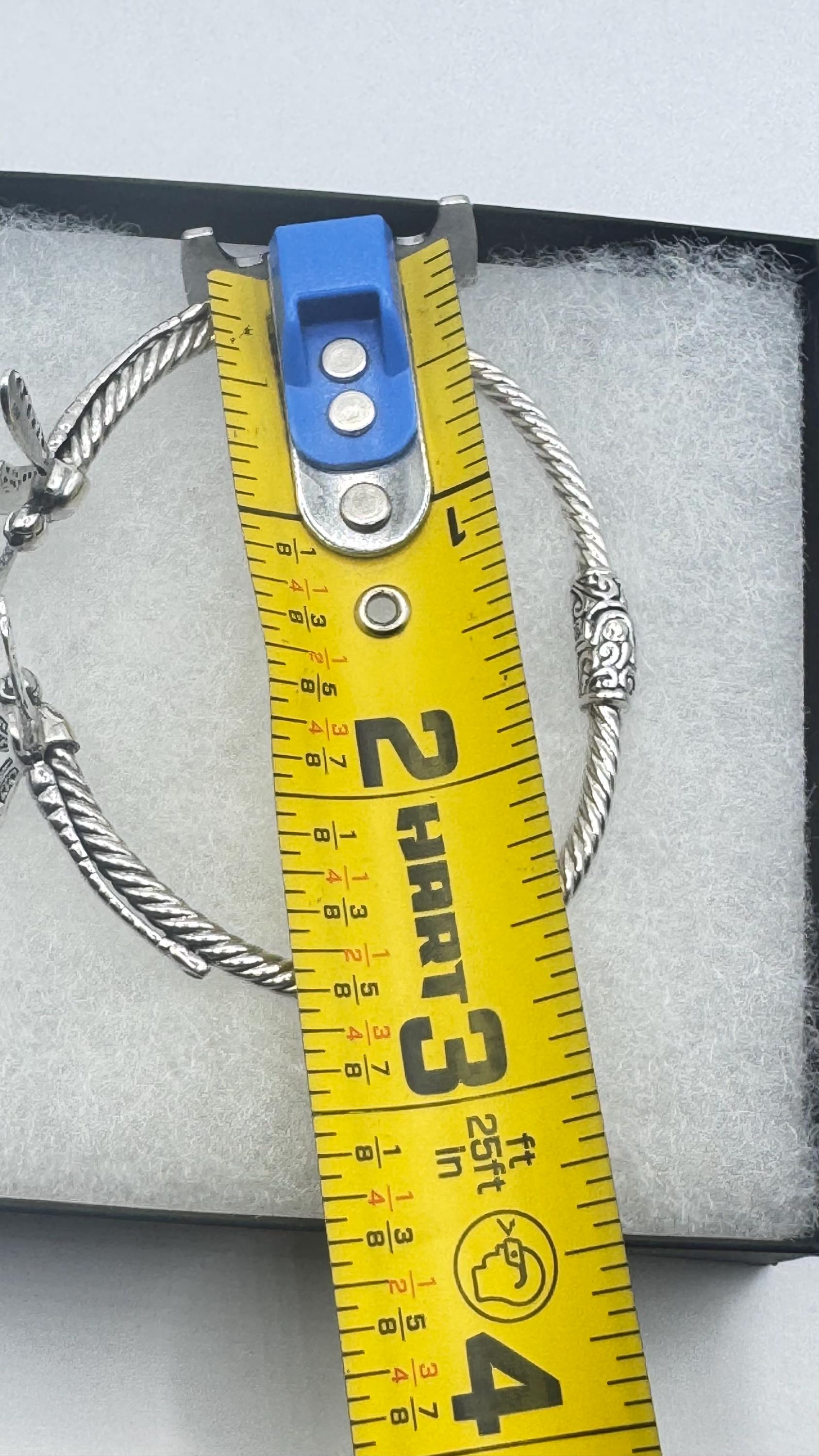 Vintage Dragonfly 925 Sterling Silver Cuff Bangle Bracelet