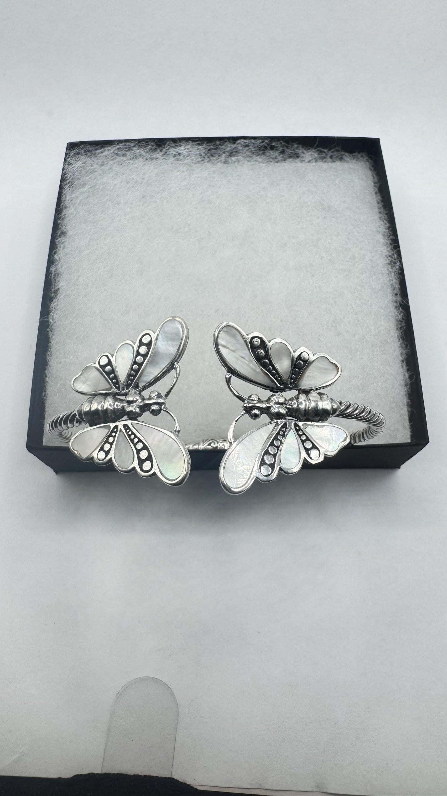 Vintage Butterfly 925 Sterling Silver Cuff Bangle Bracelet
