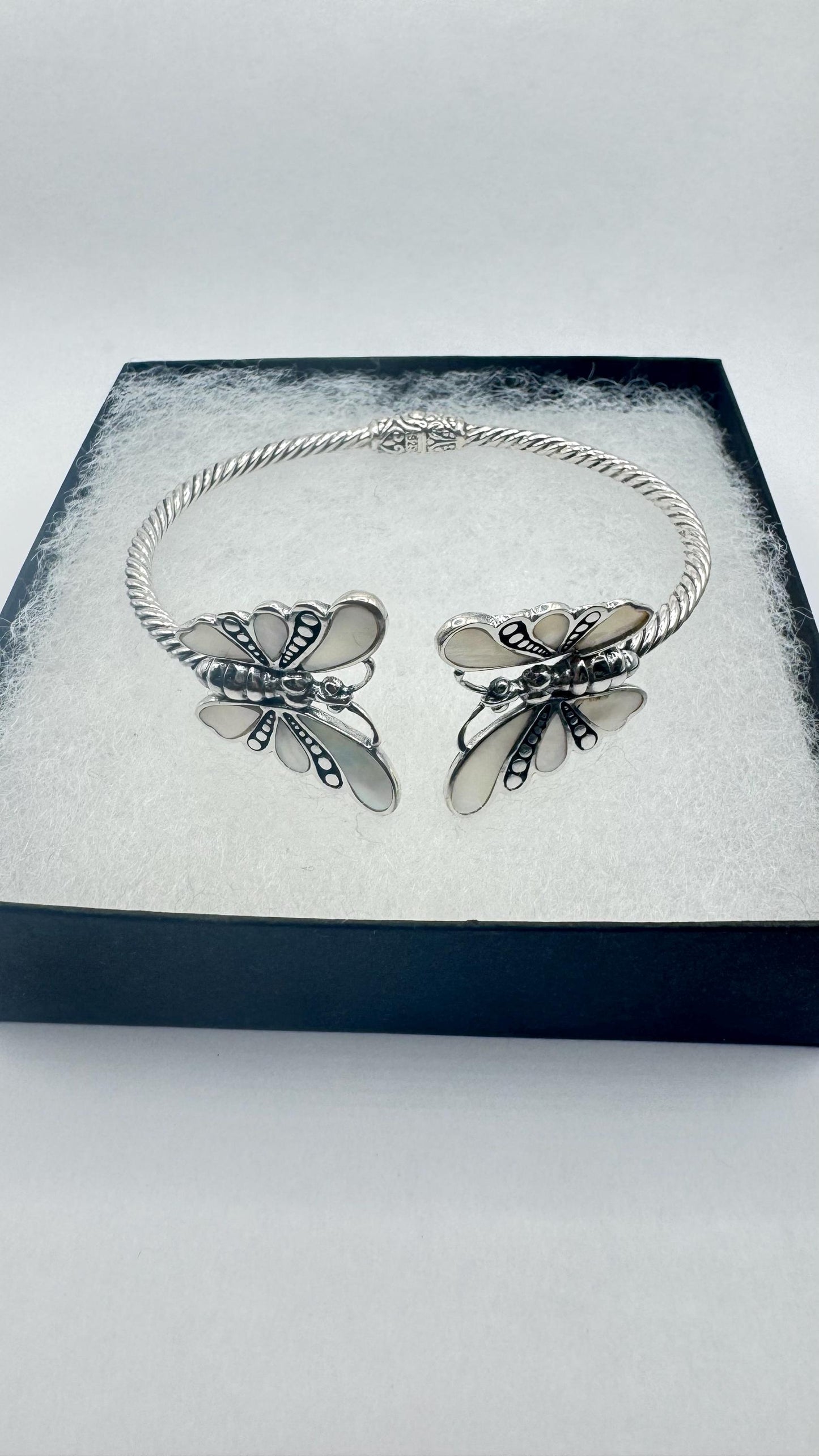 Vintage Butterfly 925 Sterling Silver Cuff Bangle Bracelet