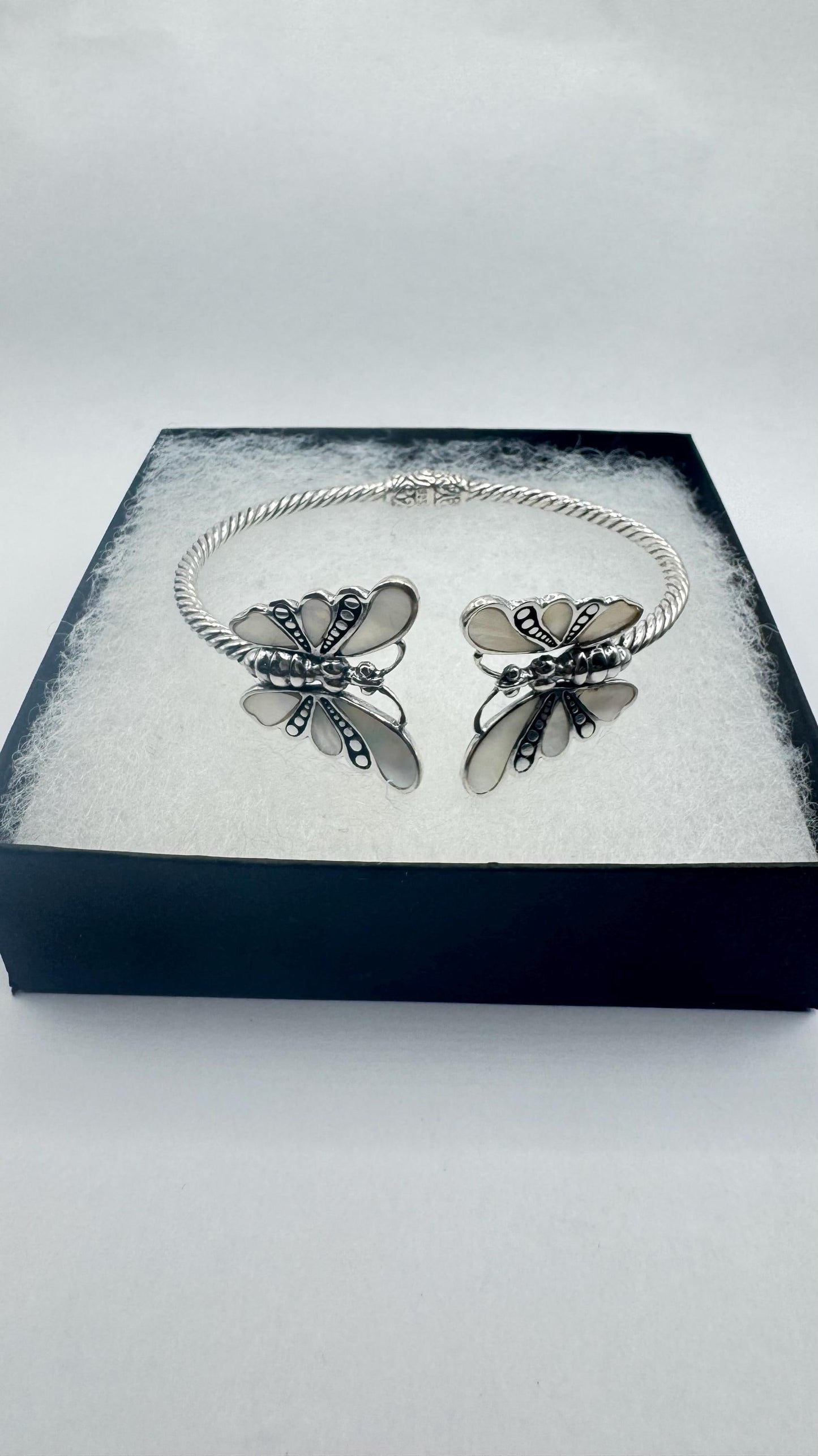 Vintage Butterfly 925 Sterling Silver Cuff Bangle Bracelet