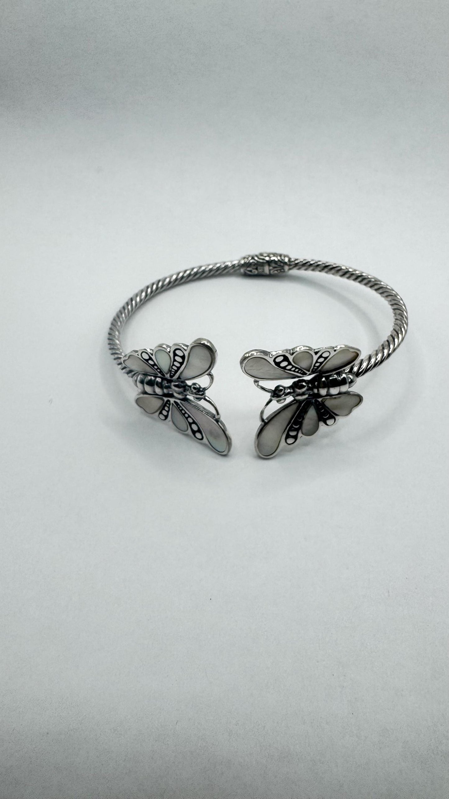 Vintage Butterfly 925 Sterling Silver Cuff Bangle Bracelet