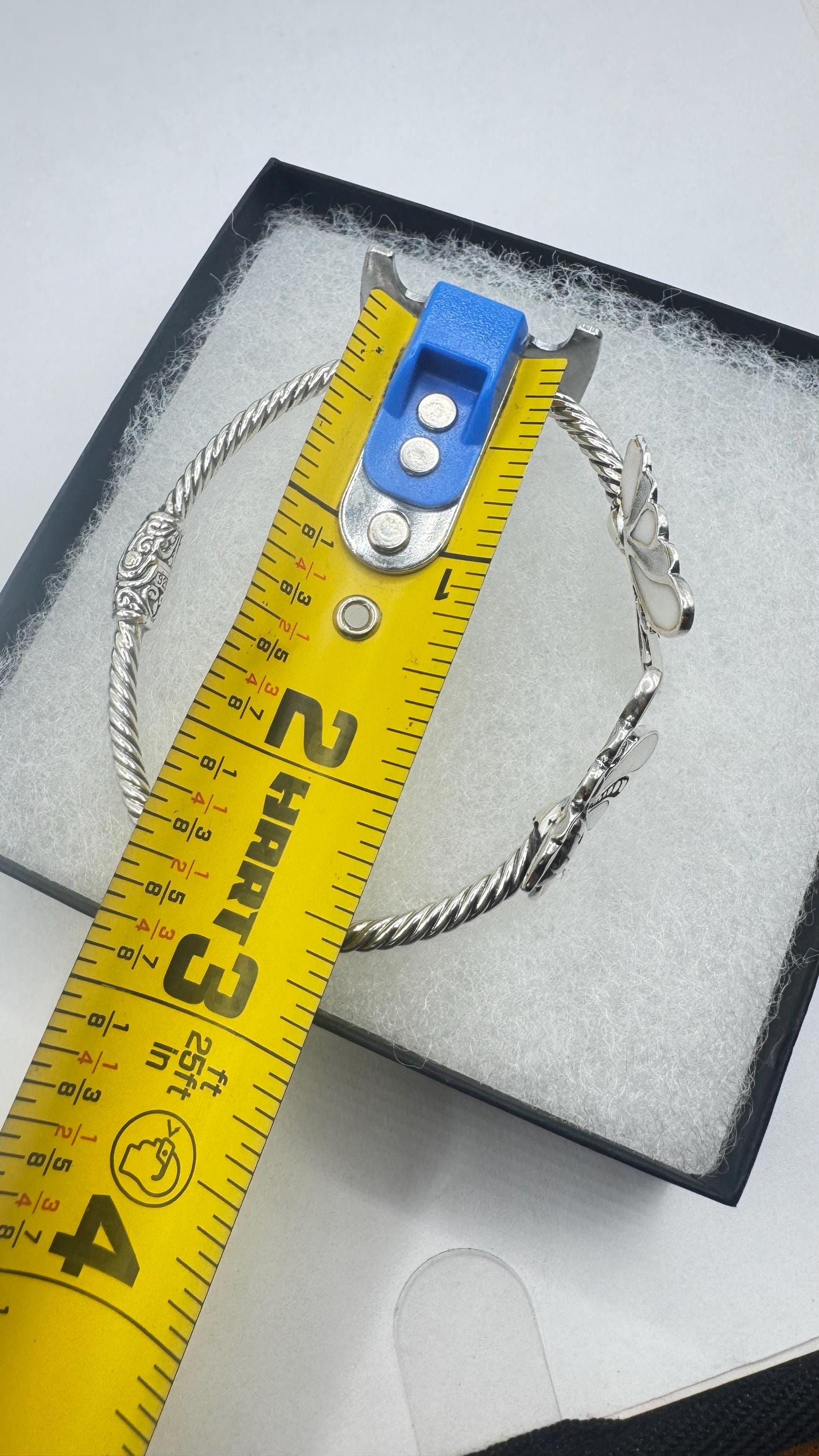 Vintage Butterfly 925 Sterling Silver Cuff Bangle Bracelet