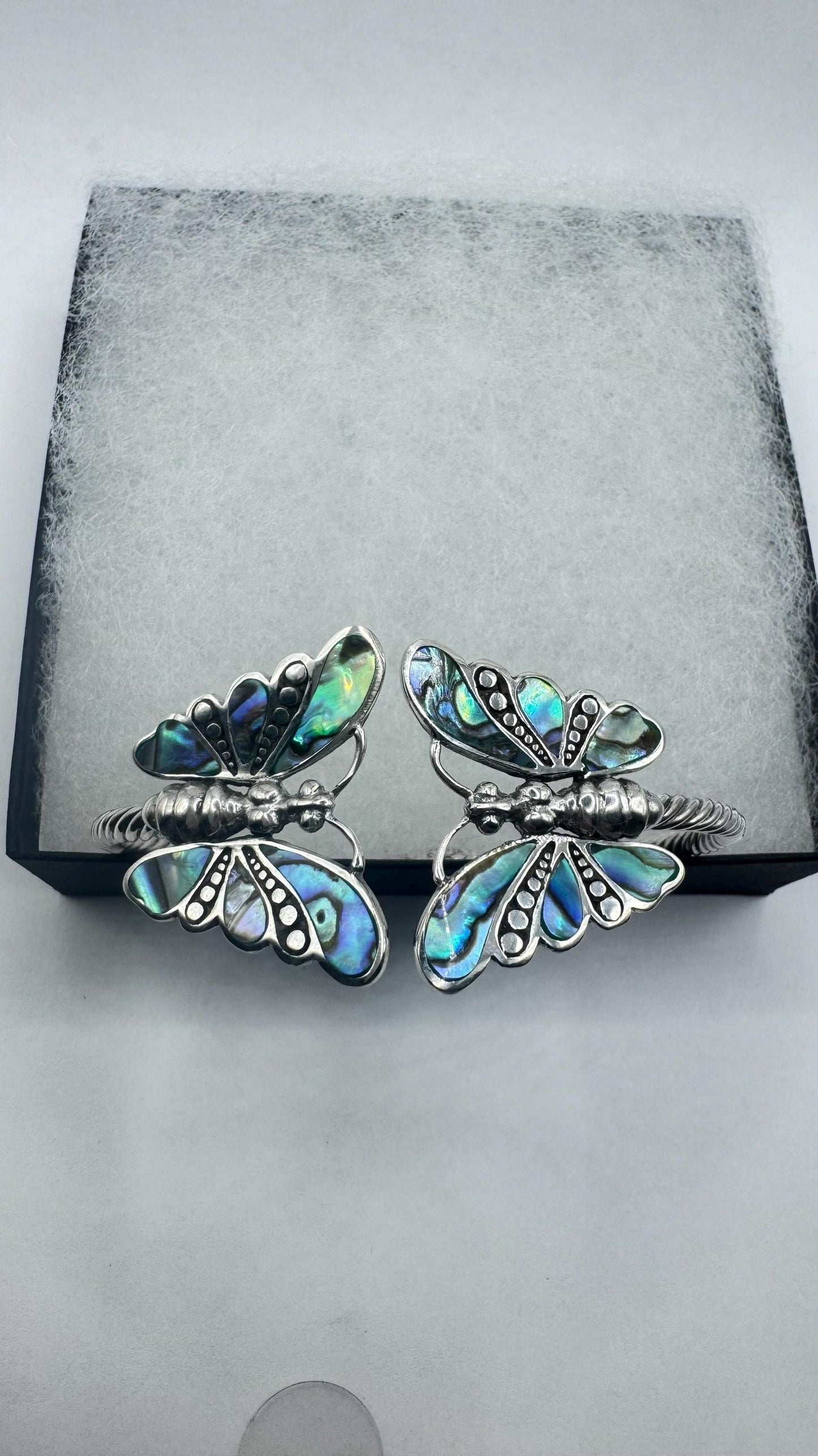 Vintage Butterfly 925 Sterling Silver Cuff Bangle Bracelet