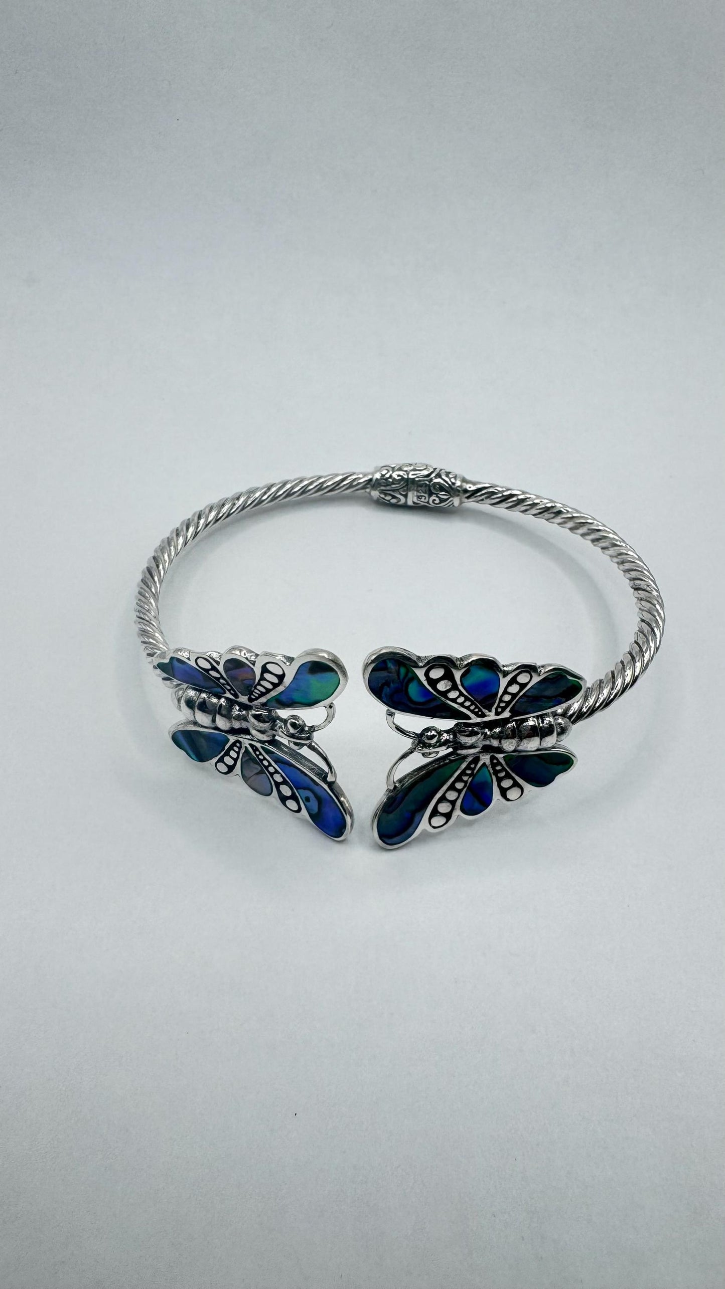 Vintage Butterfly 925 Sterling Silver Cuff Bangle Bracelet