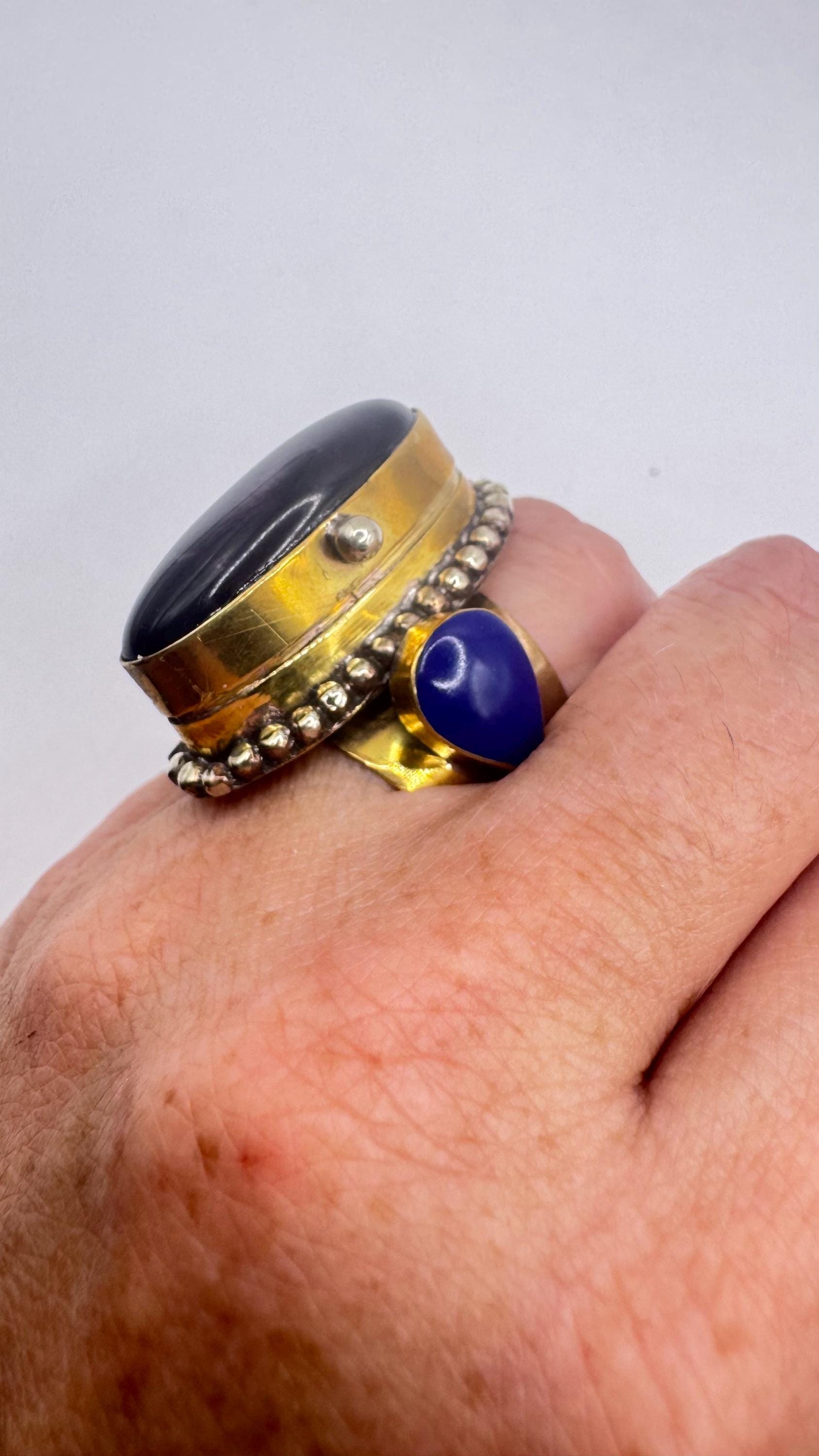 vintage purple amethyst poison pillbox Adjustable Ring