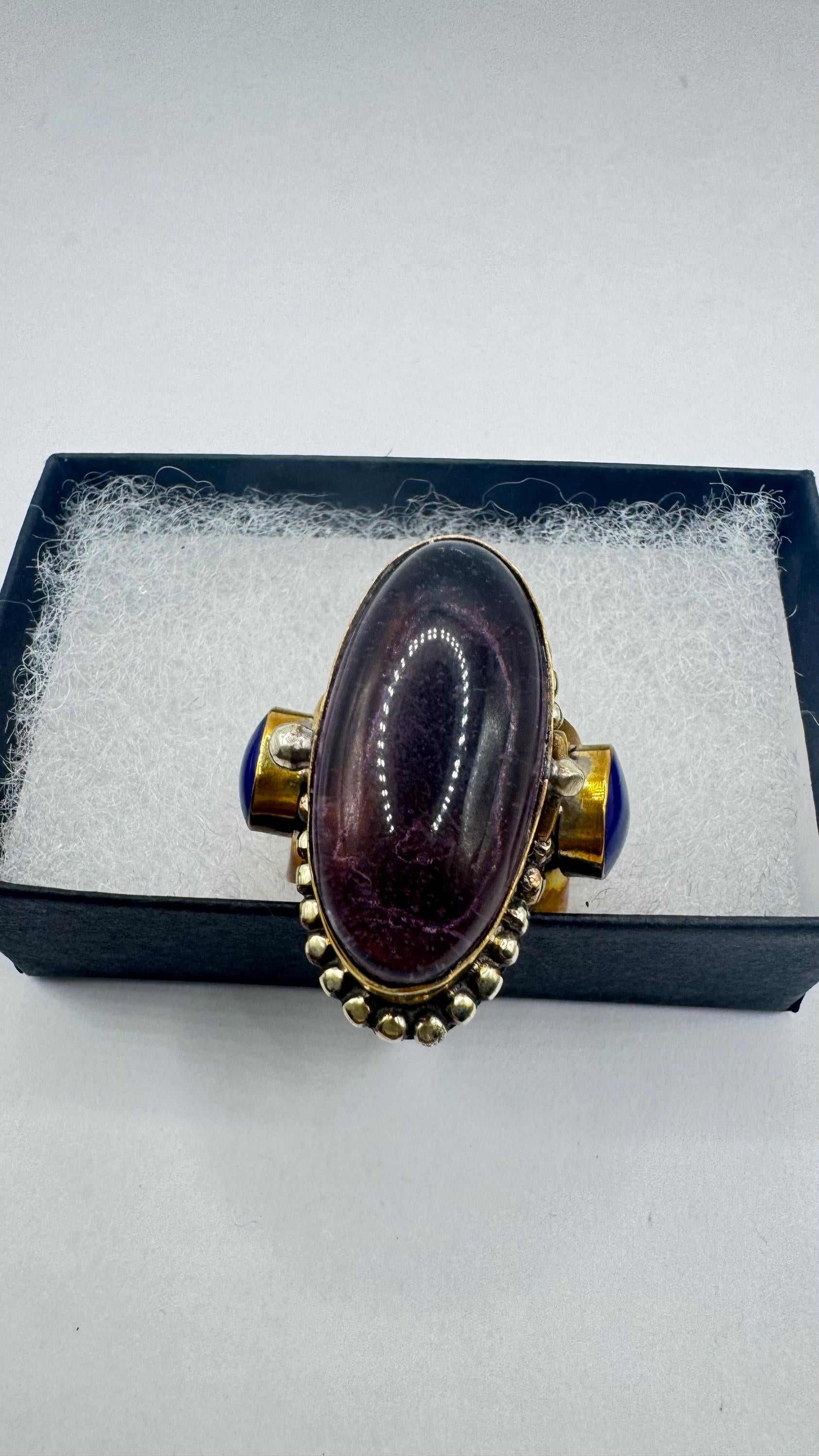 vintage purple amethyst poison pillbox Adjustable Ring