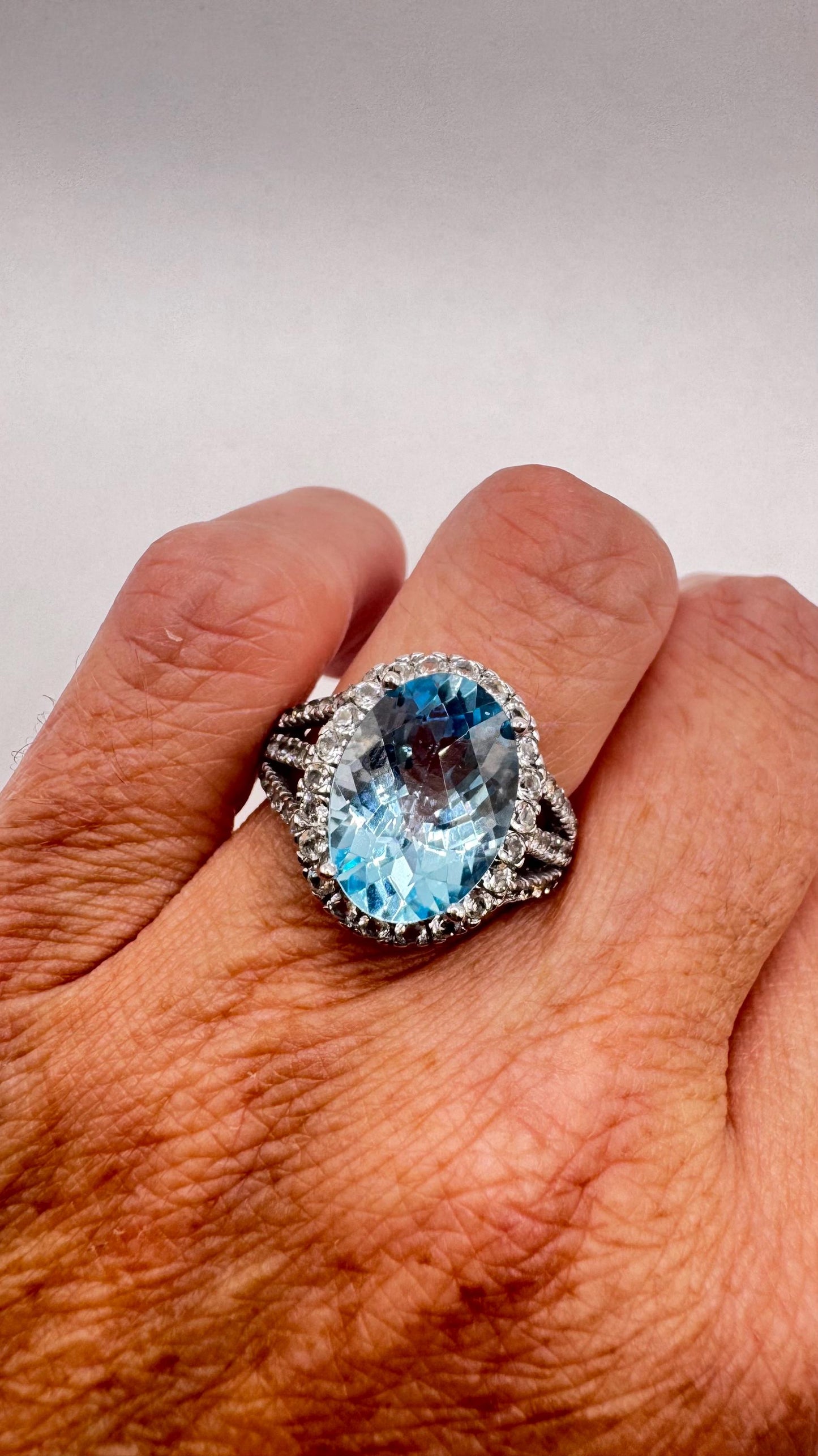 Vintage Blue Topaz 925 Sterling Silver Ring