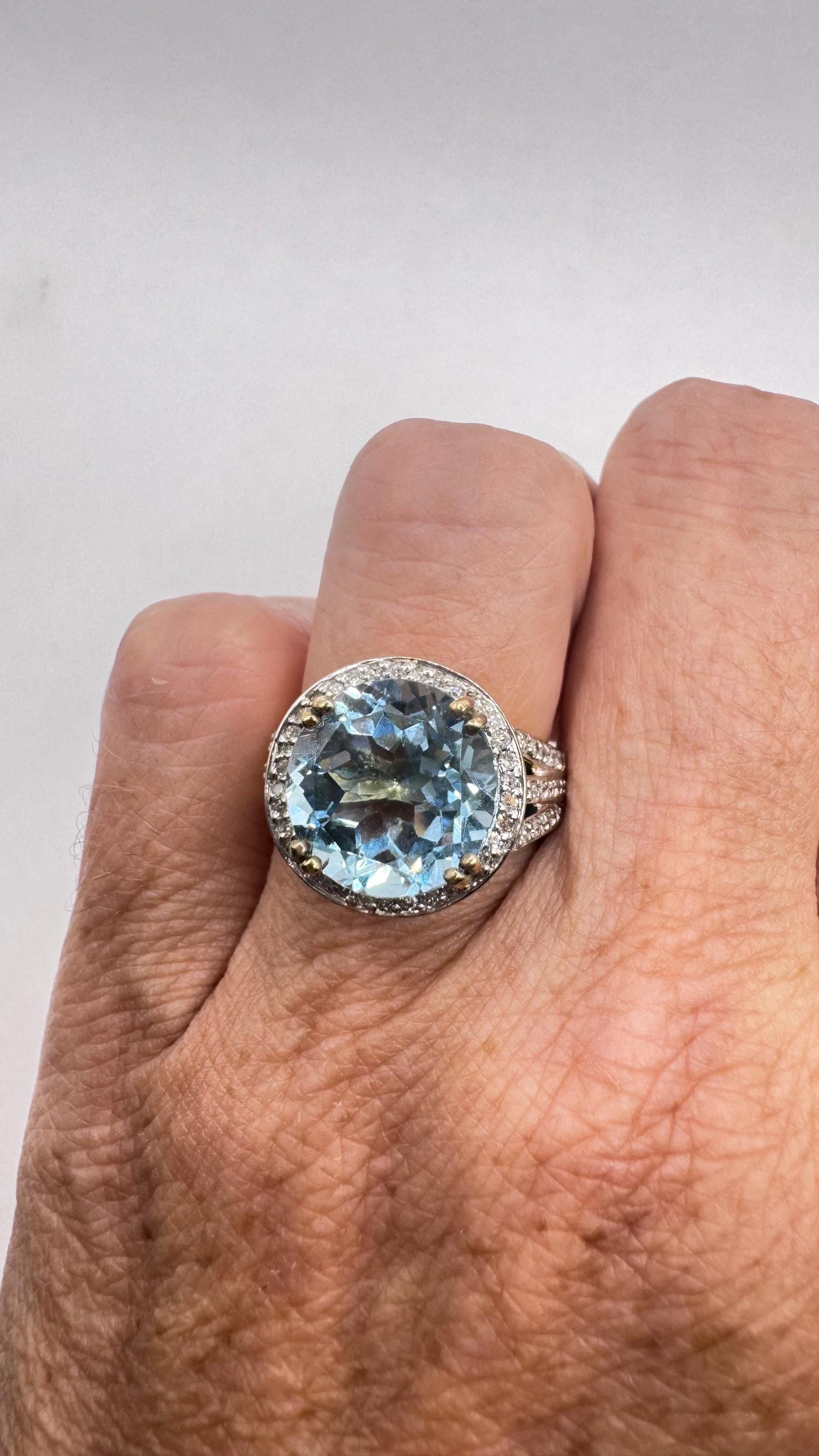 Vintage Genuine Blue Topaz 925 Sterling Silver Ring