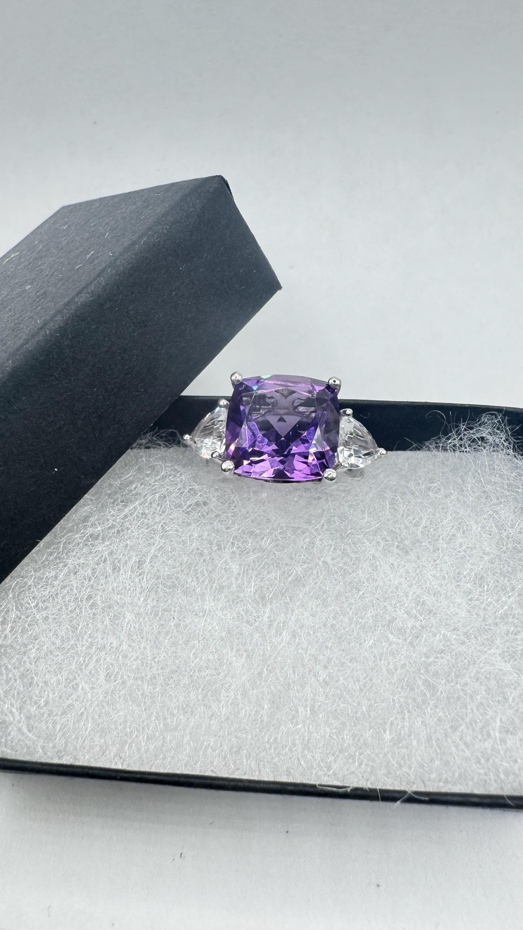 Vintage Purple Amethyst 925 Sterling Silver Ring