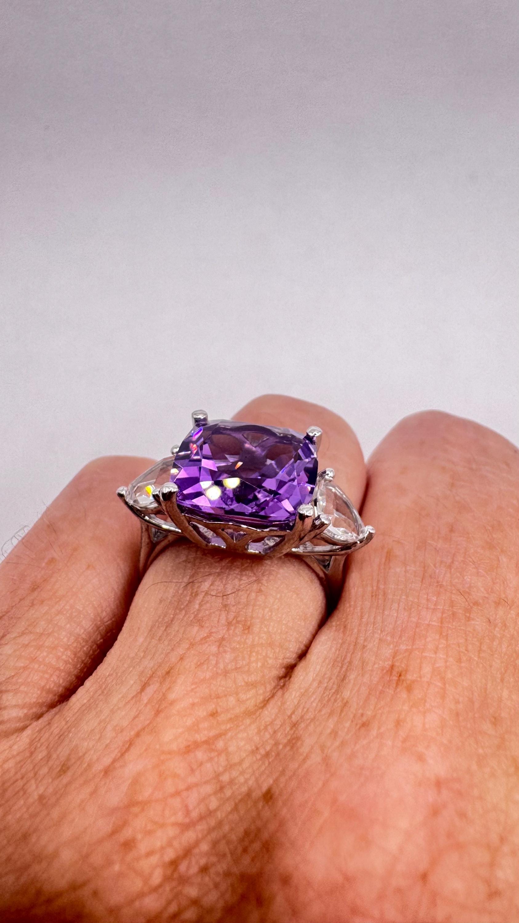 Vintage Purple Amethyst 925 Sterling Silver Ring