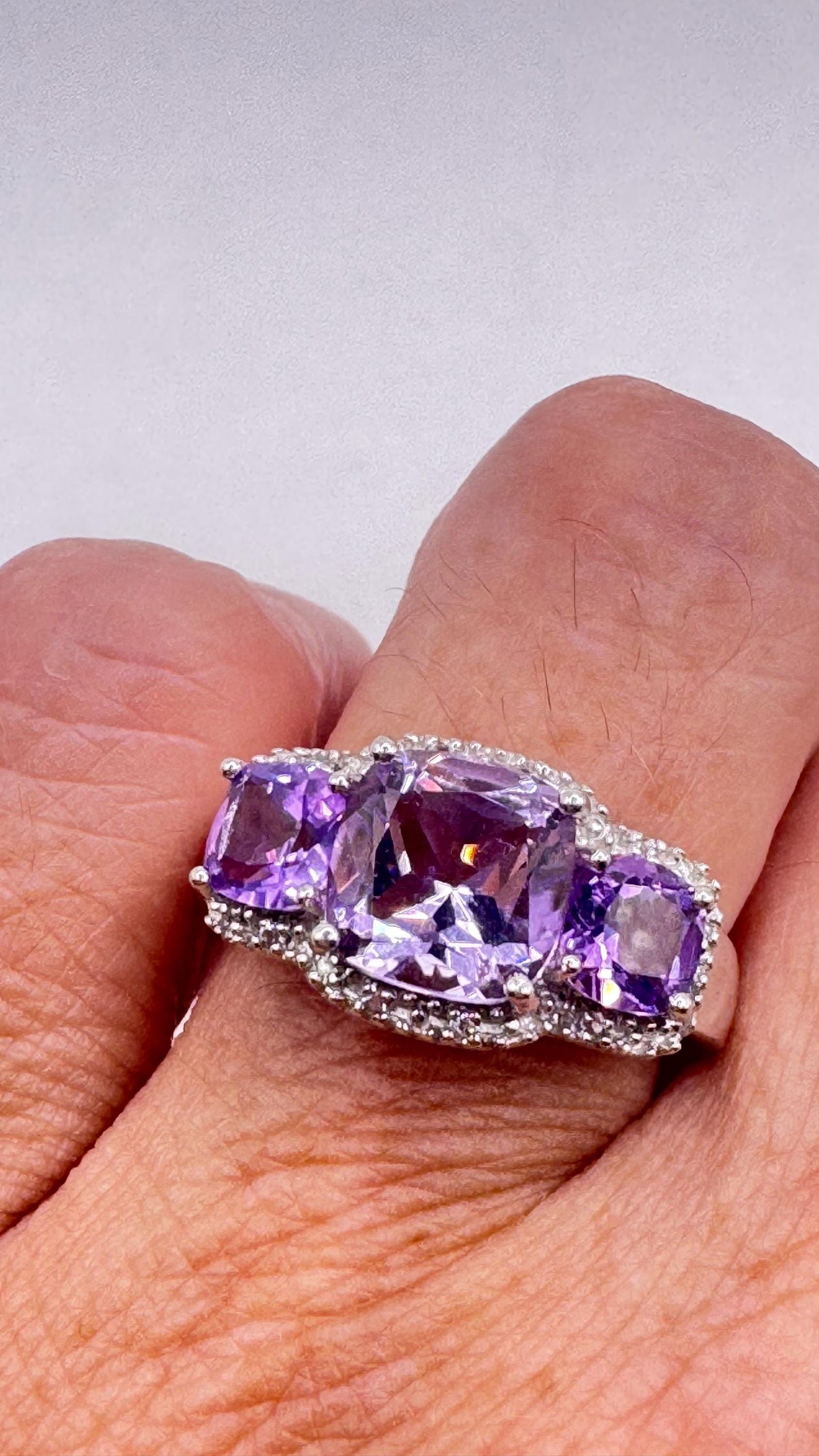 Vintage Purple Amethyst 925 Sterling Silver Ring